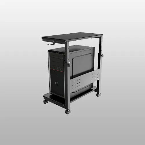 PUTORSEN Computer Tower Ständer mit Rollen - Höhenverstellbar von 50.5 cm bis 80.5 cm, 2 stöckiger PC Ständer mit Rollen und Maus Pad, Max. Belastung pro Ebene 40 kg, Schwarz PUTORSEN