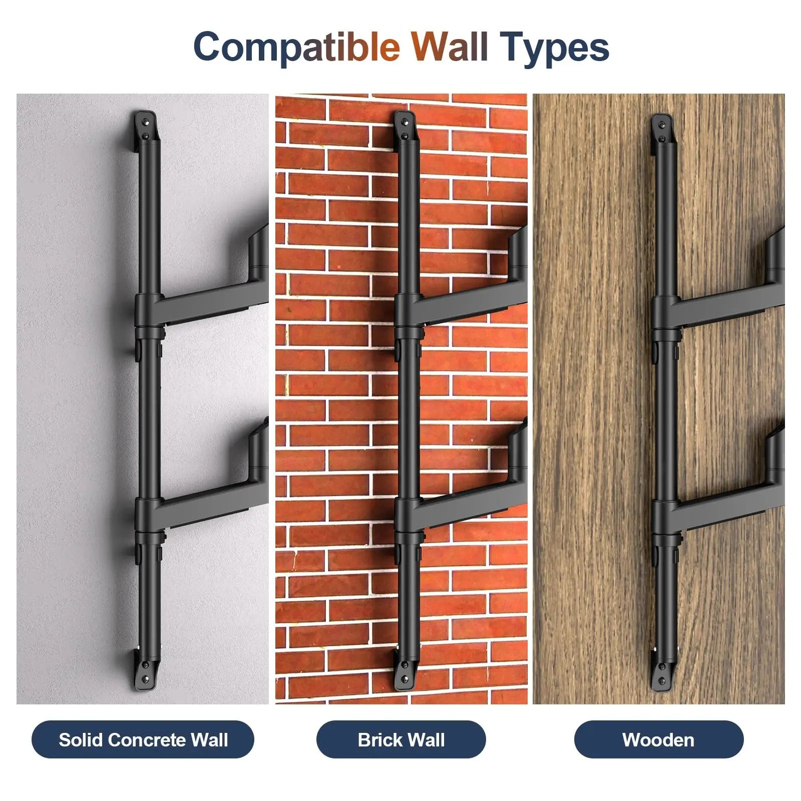 PUTORSEN Dual Arm Heavy-Duty Wall Monitor Mount for 17-49" Screens,Holds 2 Ultrawides Up to 44 lbs per Arm,VESA 75/100 Compatible PUTORSEN