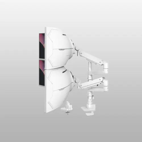 PUTORSEN Dual Monitor-Arm Heavy-Duty for 17-57-Inch Screens - Ultrawide Vertical Dual Monitor Mount, Fully Adjustable Stacked Double Monitor Desk Mount Stand, Max Load 44 lbs per Screen, VESA 75/100 mm, White PUTORSEN