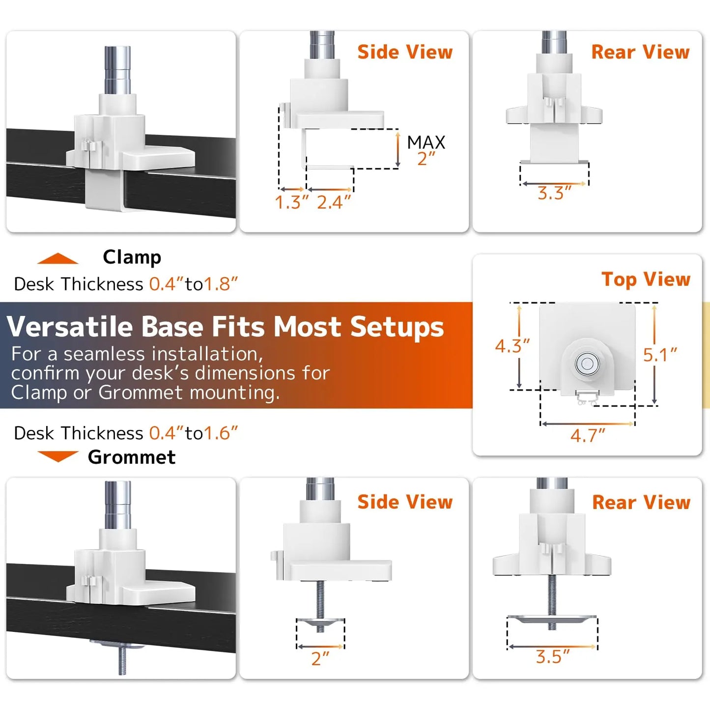 PUTORSEN Dual Monitor-Arm Heavy-Duty for 17-57-Inch Screens - Ultrawide Vertical Dual Monitor Mount, Fully Adjustable Stacked Double Monitor Desk Mount Stand, Max Load 44 lbs per Screen, VESA 75/100 mm, White PUTORSEN