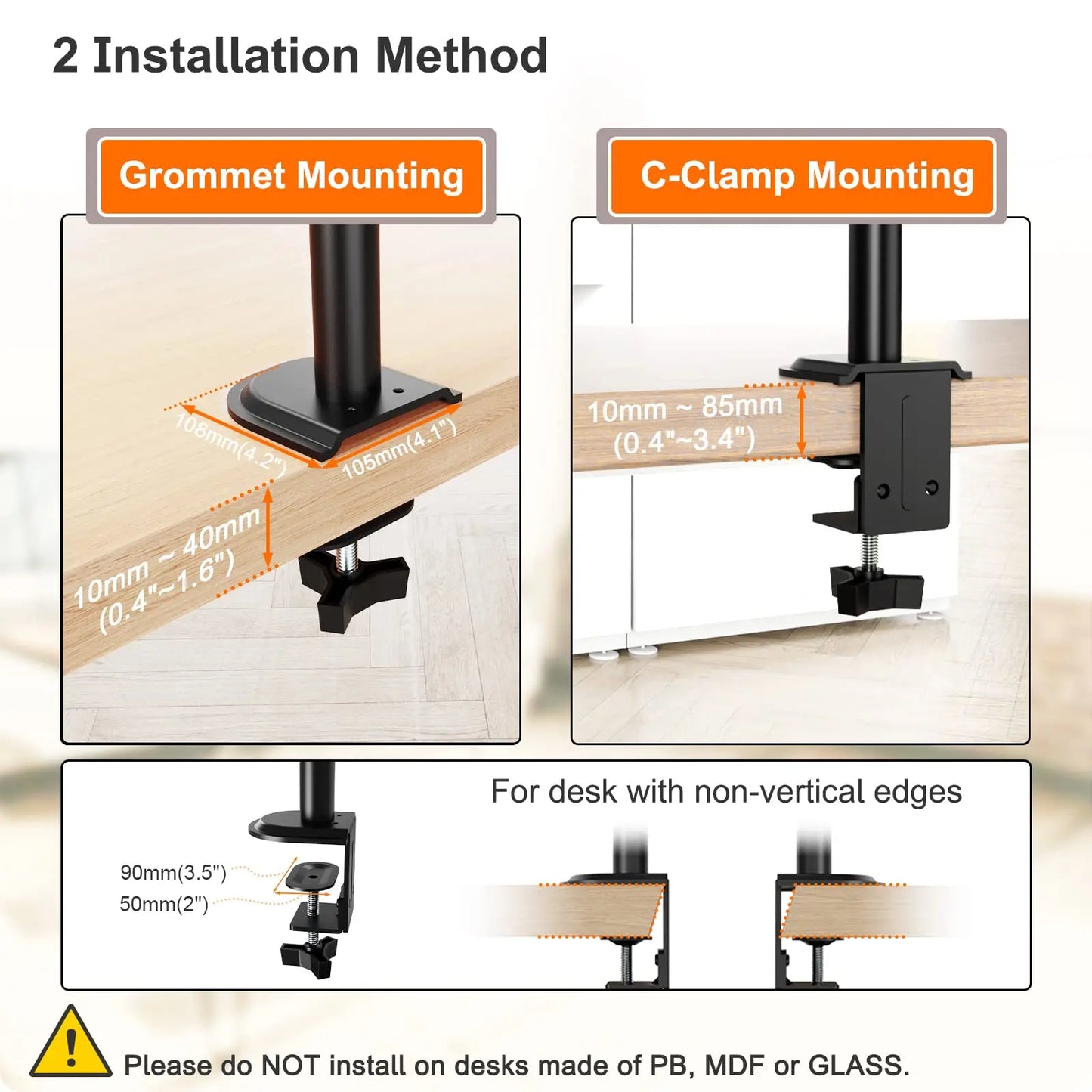 PUTORSEN Dual Monitor Mount for 2 Monitors, for 13-32 Inch Flat & Curved Screens, Height-Adjustable Dual Monitor Stand, Tiltable and Swivelable Dual Monitor Arms PUTORSEN