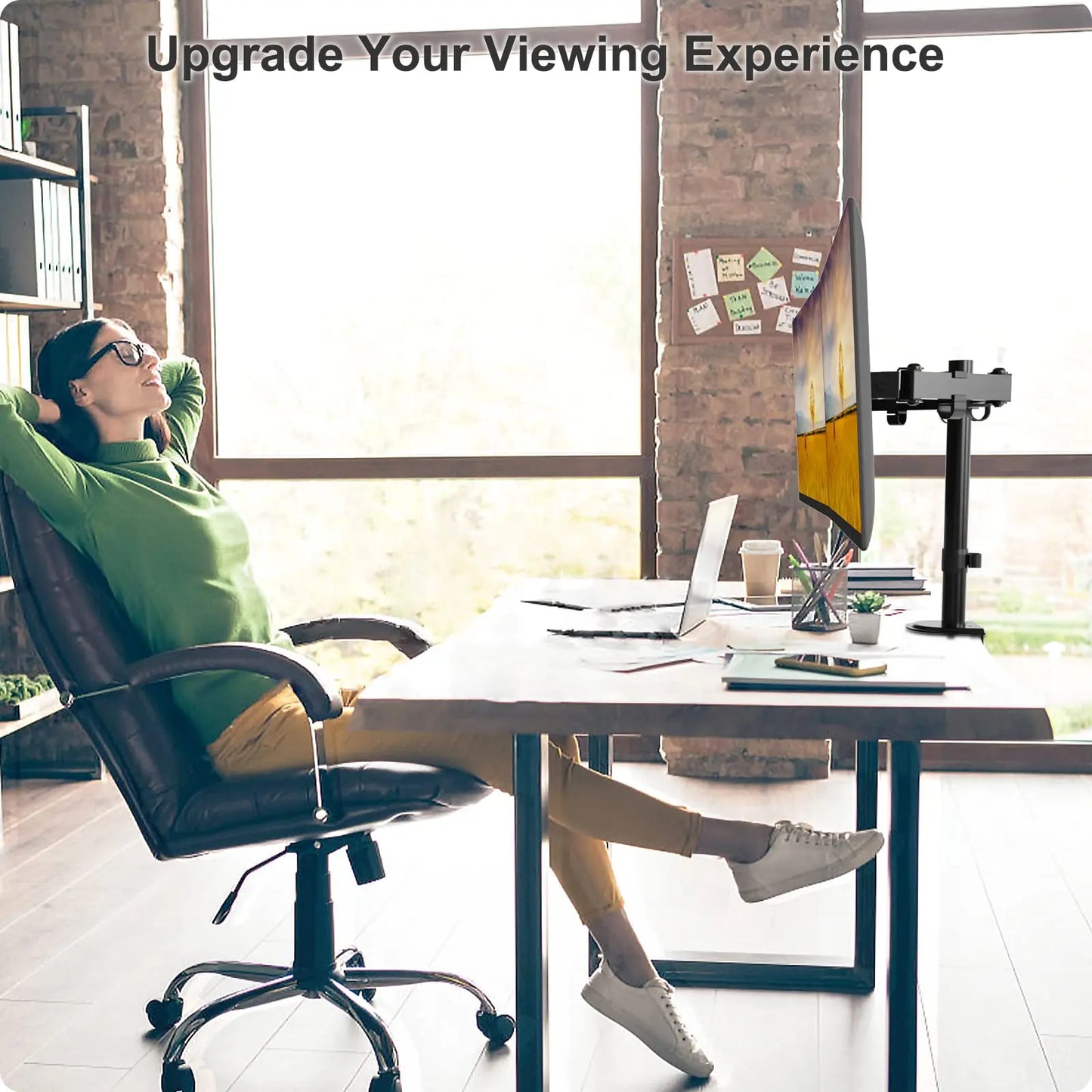 PUTORSEN Dual Monitor Mount for 2 Monitors, for 13-32 Inch Flat & Curved Screens, Height-Adjustable Dual Monitor Stand, Tiltable and Swivelable Dual Monitor Arms PUTORSEN