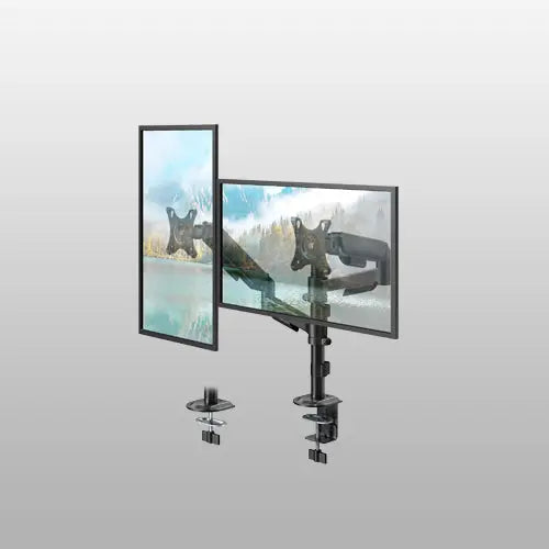PUTORSEN Dual Monitor Stand for 17-32 Inch Screens,Holds up to 19.8lbs, Full Motion Adjustable Tilt Swivel Rotation, Space-Saving Desk Mount with C-Clamp & Grommet PUTORSEN