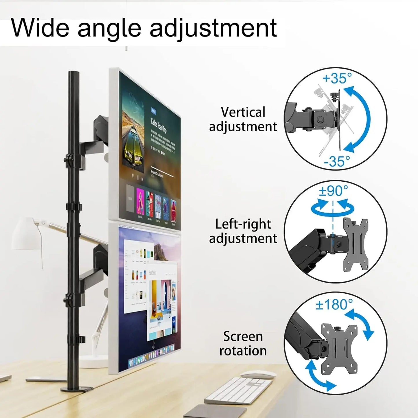 PUTORSEN Dual Monitor Vertical Stacking Desktop Stand, Ultra-High Stan