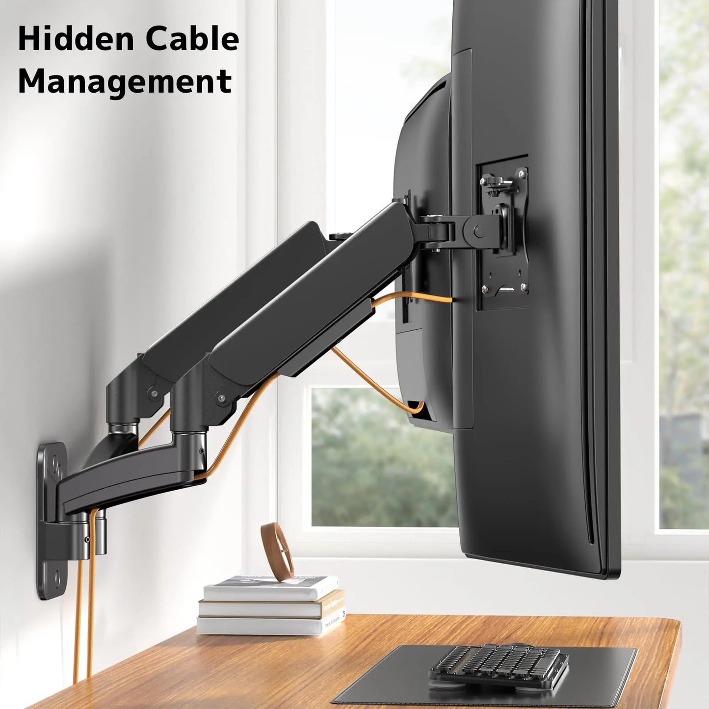 PUTORSEN Dual Monitor Wall Mount for 17-32 inch Flat/Curved Computer Screens, Full Motion Wall Monitor Mount with VESA 75x75/100x100 mm, Each Holds Up to 19.8lbs PUTORSEN