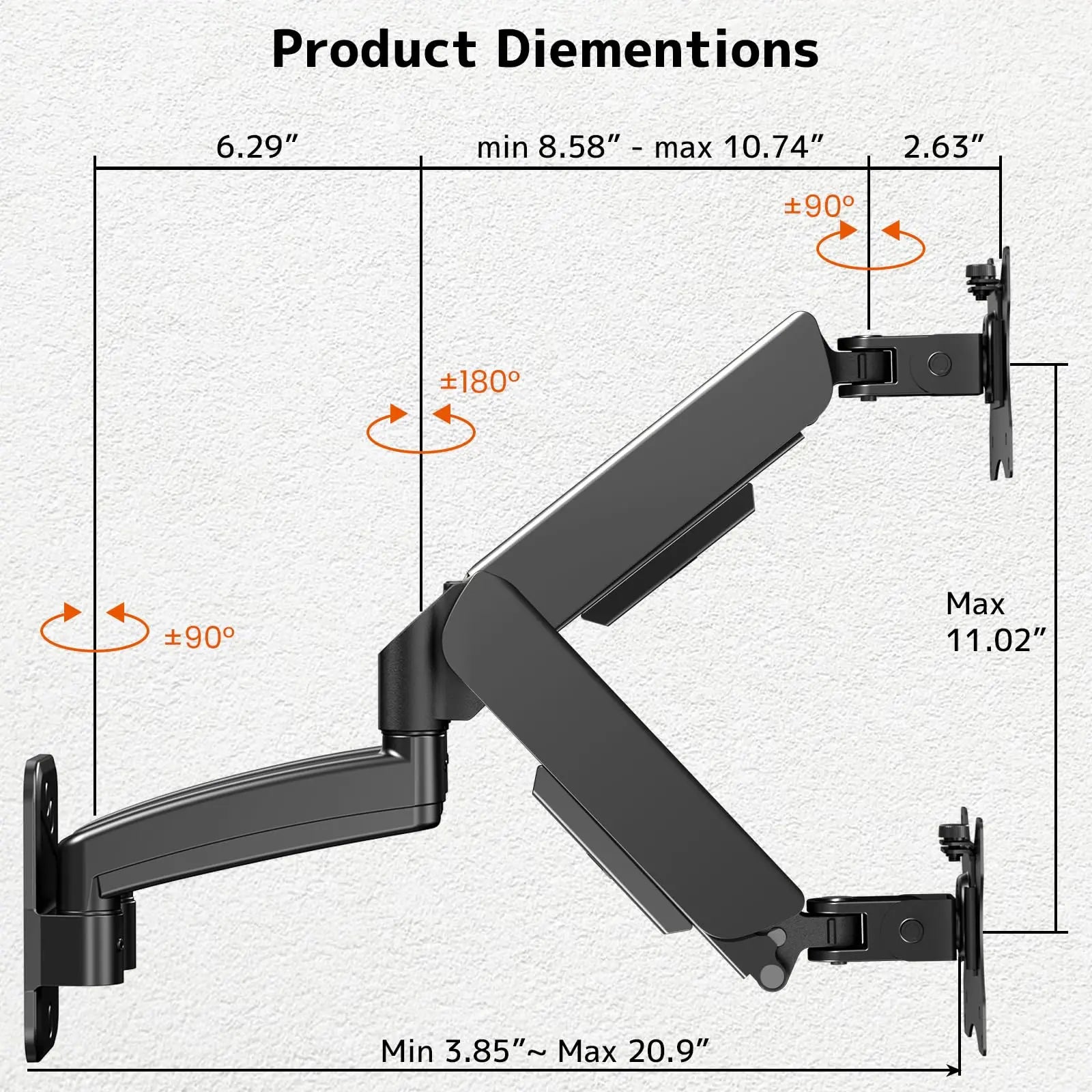 PUTORSEN Dual Monitor Wall Mount for 17-32 inch Flat/Curved Computer Screens, Full Motion Wall Monitor Mount with VESA 75x75/100x100 mm, Each Holds Up to 19.8lbs PUTORSEN