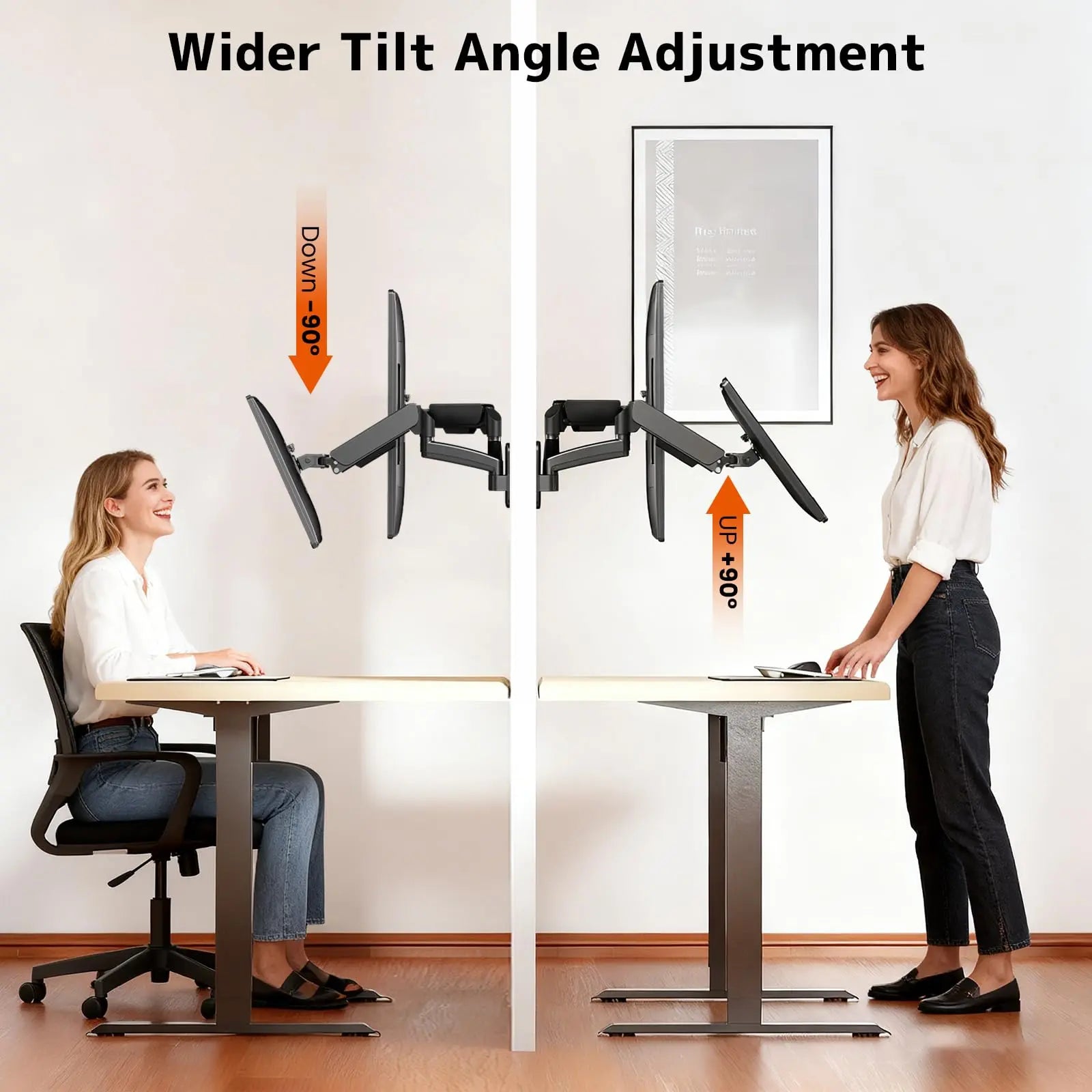 PUTORSEN Dual Monitor Wall Mount for 17-32 inch Flat/Curved Computer Screens, Full Motion Wall Monitor Mount with VESA 75x75/100x100 mm, Each Holds Up to 19.8lbs PUTORSEN