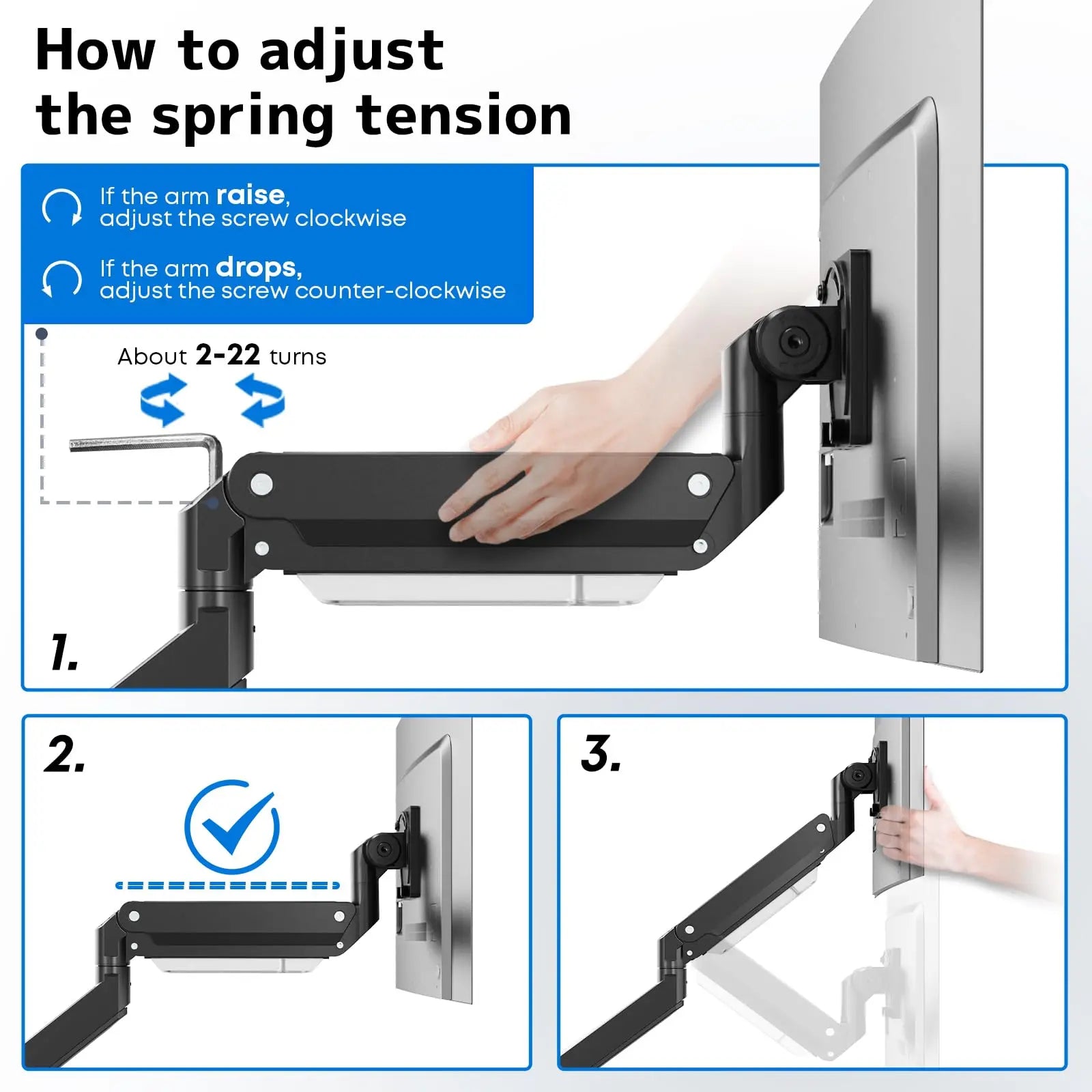 PUTORSEN Dual Monitor Wall Mount, Horizontal Assembly Mount for 2 Monitor Screens up to 35 inches, Max. 10kg per Arm PUTORSEN