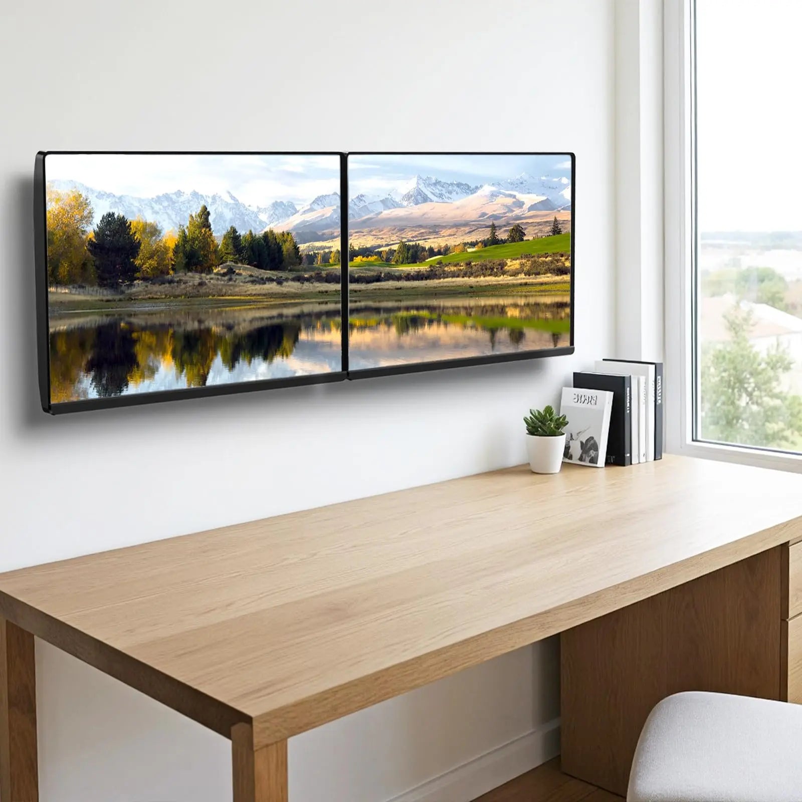 PUTORSEN Dual Monitor Wall Mount, Horizontal Assembly Mount for 2 Monitor Screens up to 35 inches, Max. 10kg per Arm, VESA 75x75/100x100mm PUTORSEN