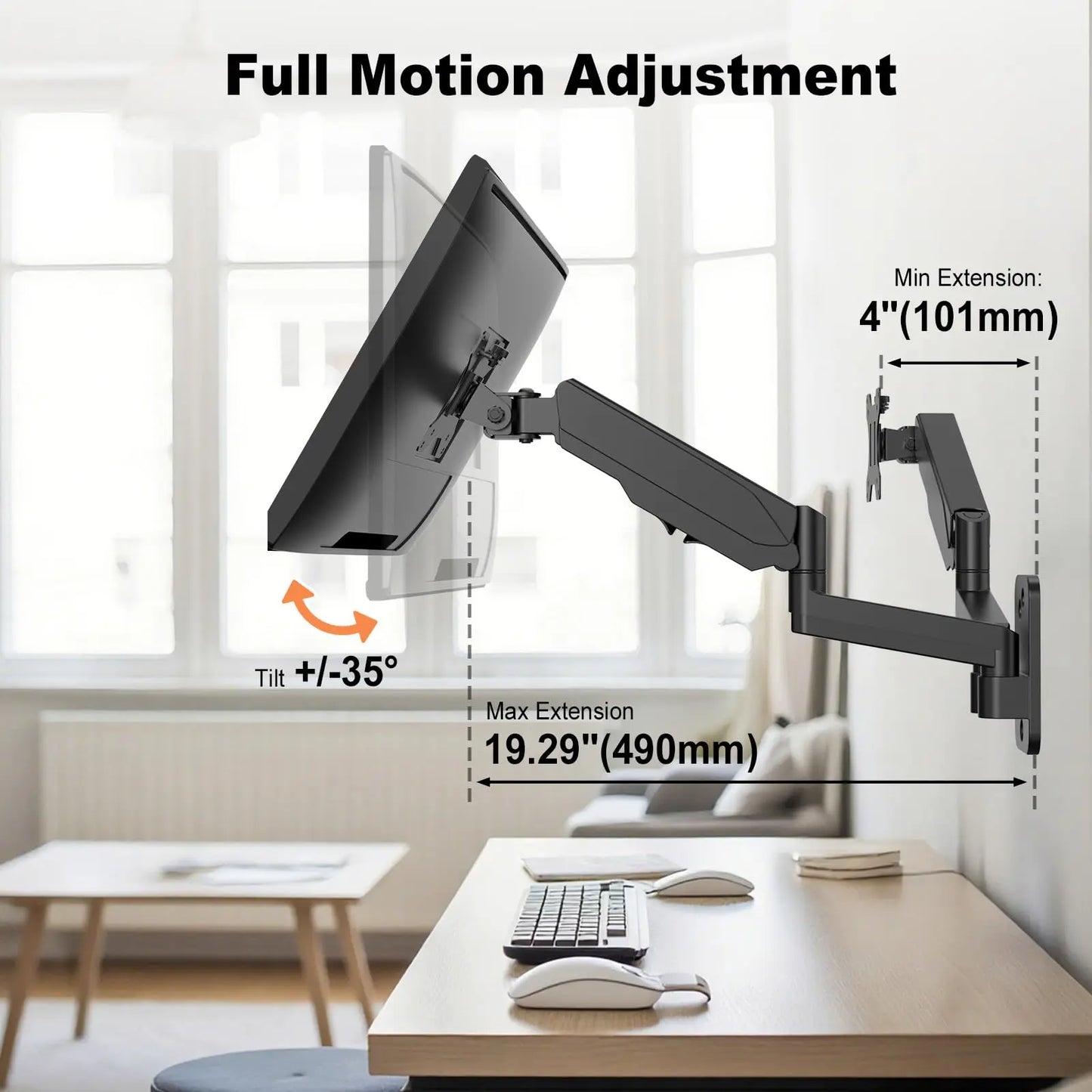 PUTORSEN Dual Monitor Wandhalterung für 17–32 Zoll, 9kg pro Arm, VESA 75/100, Neigbar, Schwenkbar, Drehbar, Ergonomische Wandhalterung für Büro PUTORSEN