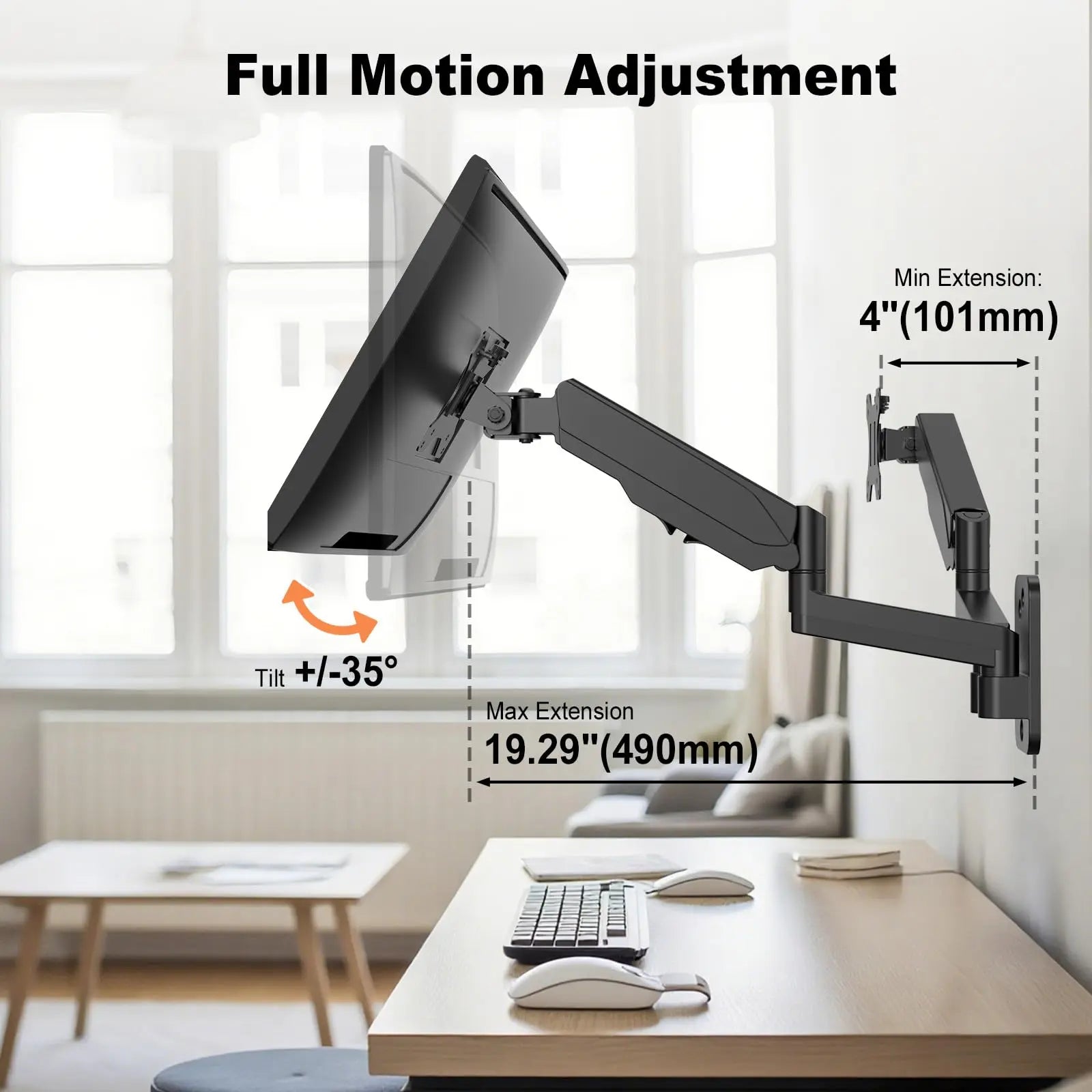 PUTORSEN Dual Monitor Wandhalterung für 17–32 Zoll, 9kg pro Arm, VESA 75/100, Neigbar, Schwenkbar, Drehbar, Ergonomische Wandhalterung für Büro PUTORSEN