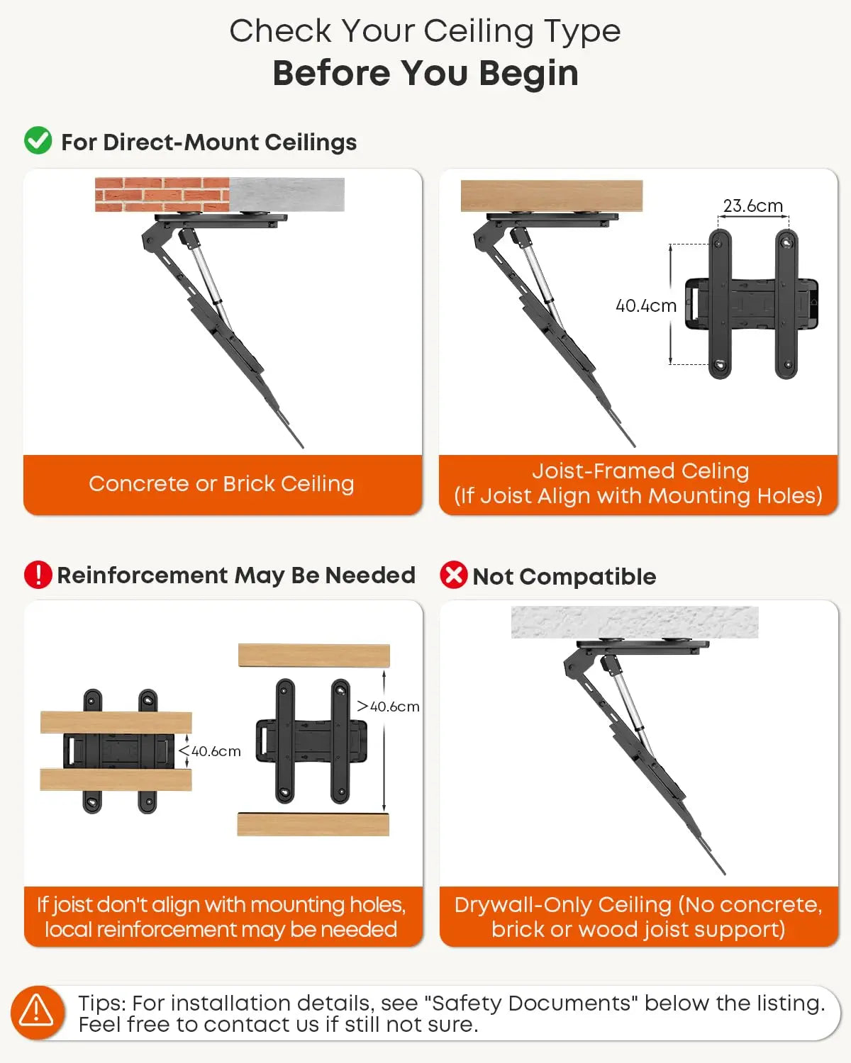 PUTORSEN Electric TV Ceiling Mount for 43-86 Inch TV Mount Ceiling Electric Foldable, Tiltable, with Remote Control, Load up to 45 kg, Black PUTORSEN
