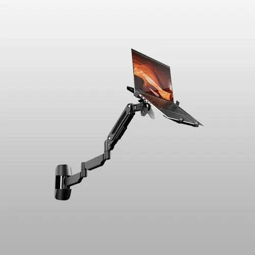 PUTORSEN Extra Long 2-in-1 Laptop Wall Mount with Detachable Tray - 30.28'' Long Gas Spring Adjustable Arm for 12''-17'' Laptops & 13''-32'' Monitors, Black PUTORSEN