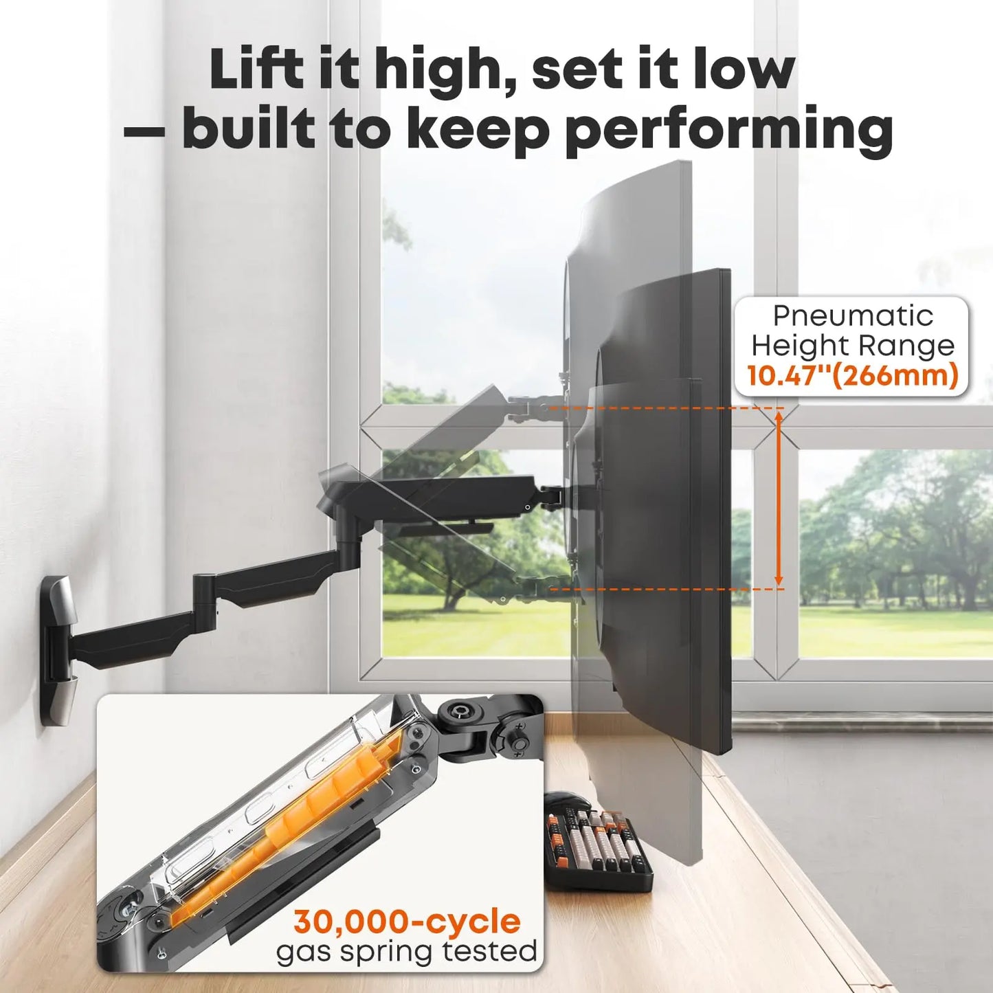 PUTORSEN Extra Long Monitor Wall Mount for up to 45'' Screens, Holds 35.2lbs, VESA 75/100/200 mm, Black PUTORSEN
