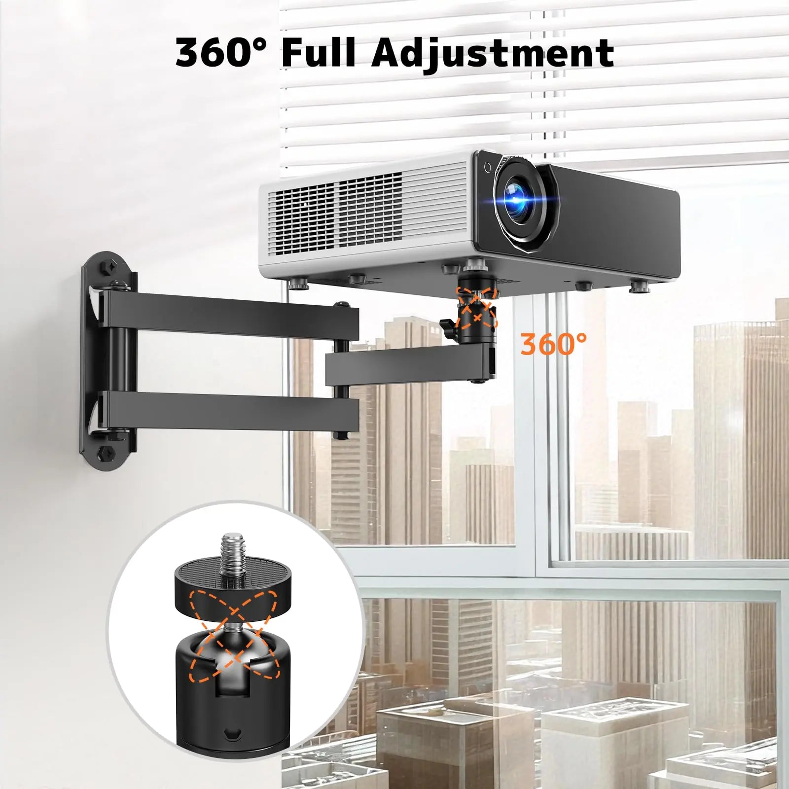 PUTORSEN Foldable Projector Wall Mount - Projector Wall Mount with 360° Rotation PUTORSEN