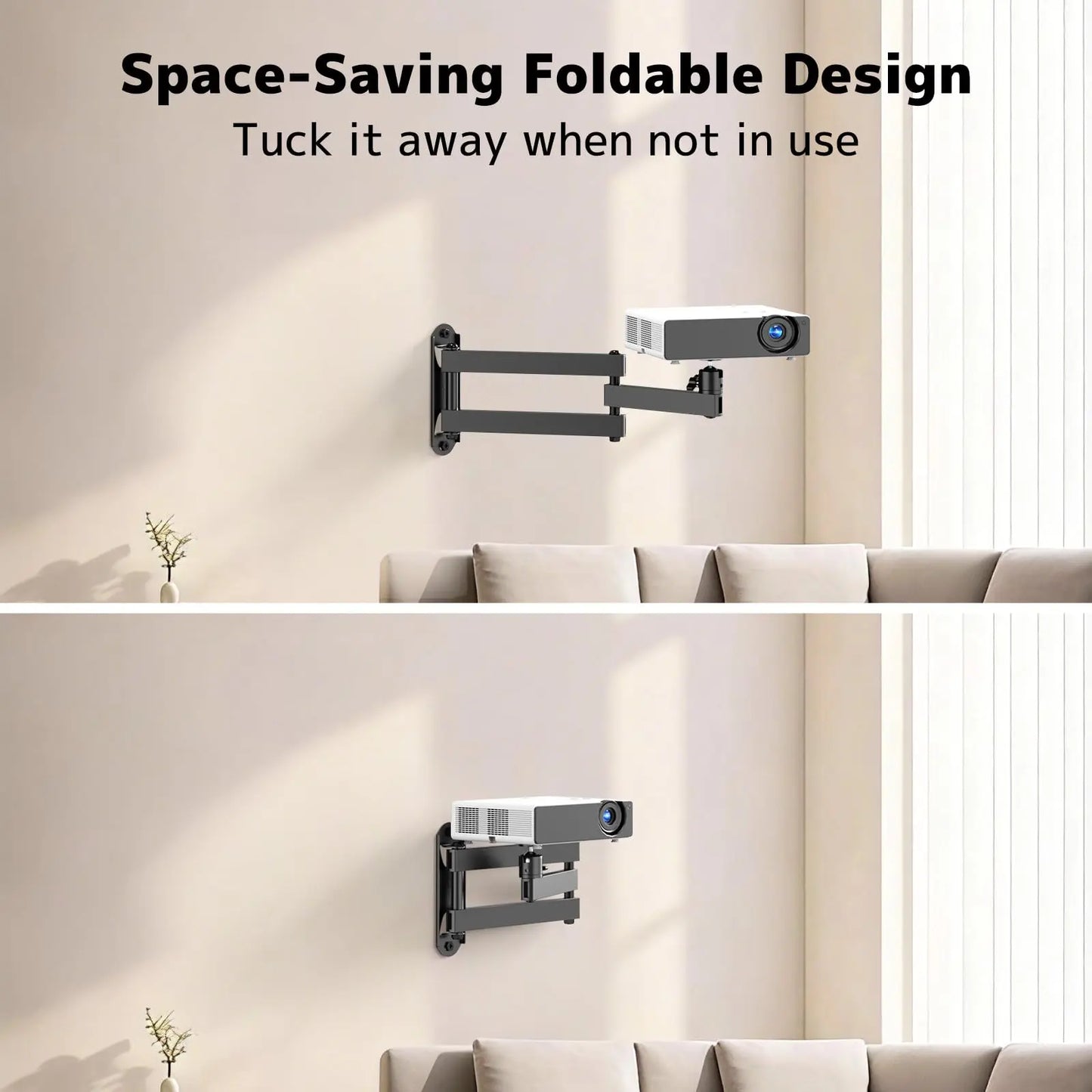 PUTORSEN Foldable Projector Wall Mount - Projector Wall Mount with 360° Rotation PUTORSEN