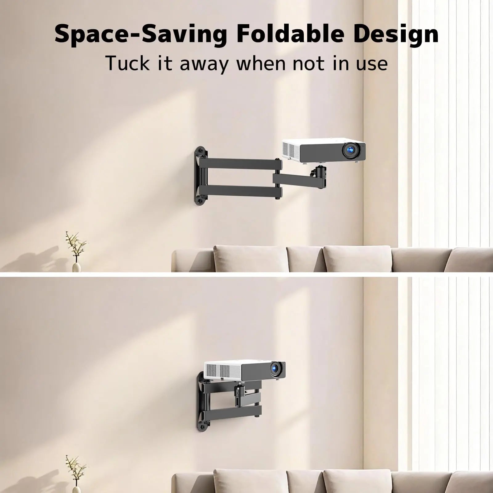 PUTORSEN Foldable Projector Wall Mount - Projector Wall Mount with 360° Rotation PUTORSEN