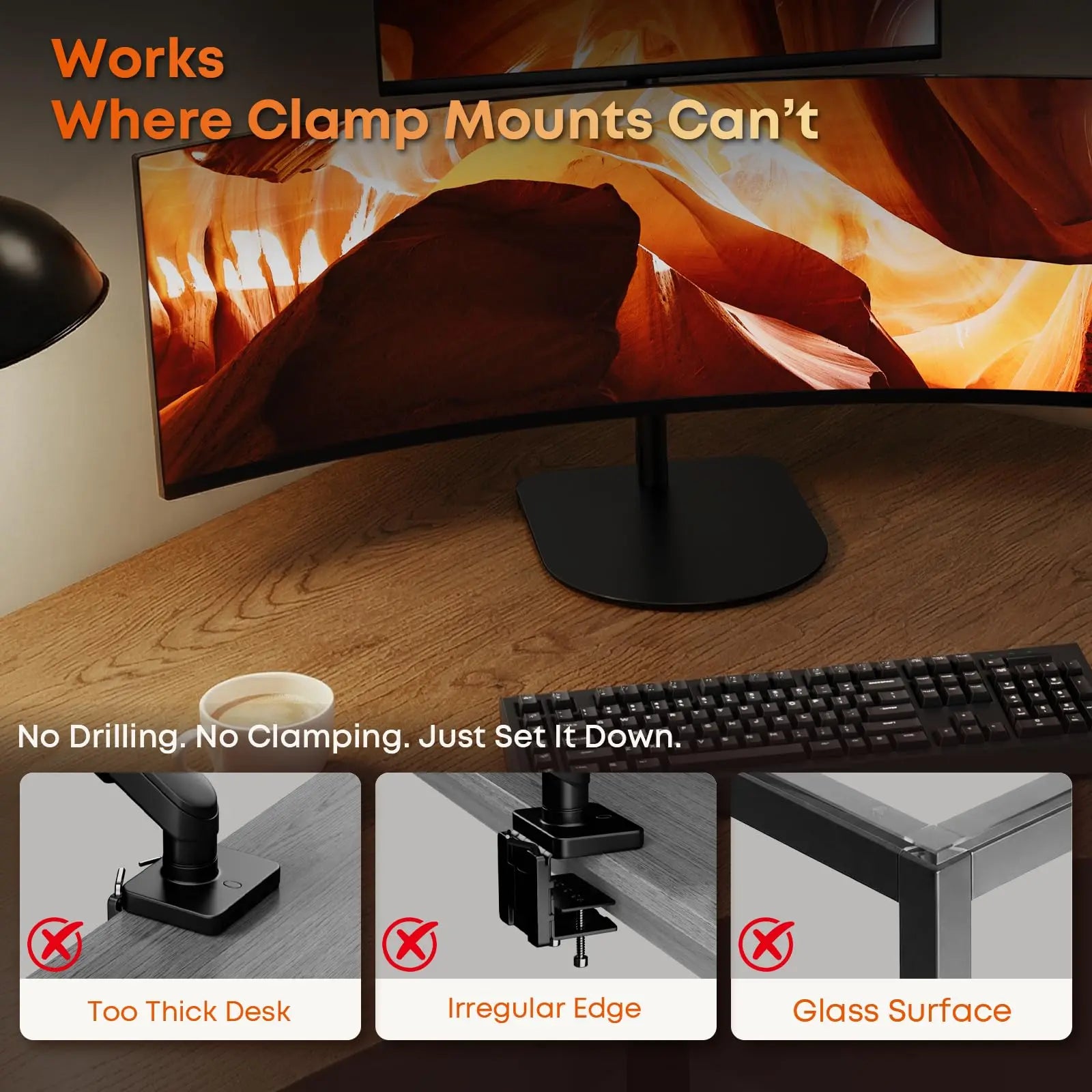 PUTORSEN Freestanding Monitor Stand for 17–49 Inch Screens – Heavy Duty Monitor Mount with Steel Base, Height Adjustable, VESA 75x75 & 100x100 PUTORSEN