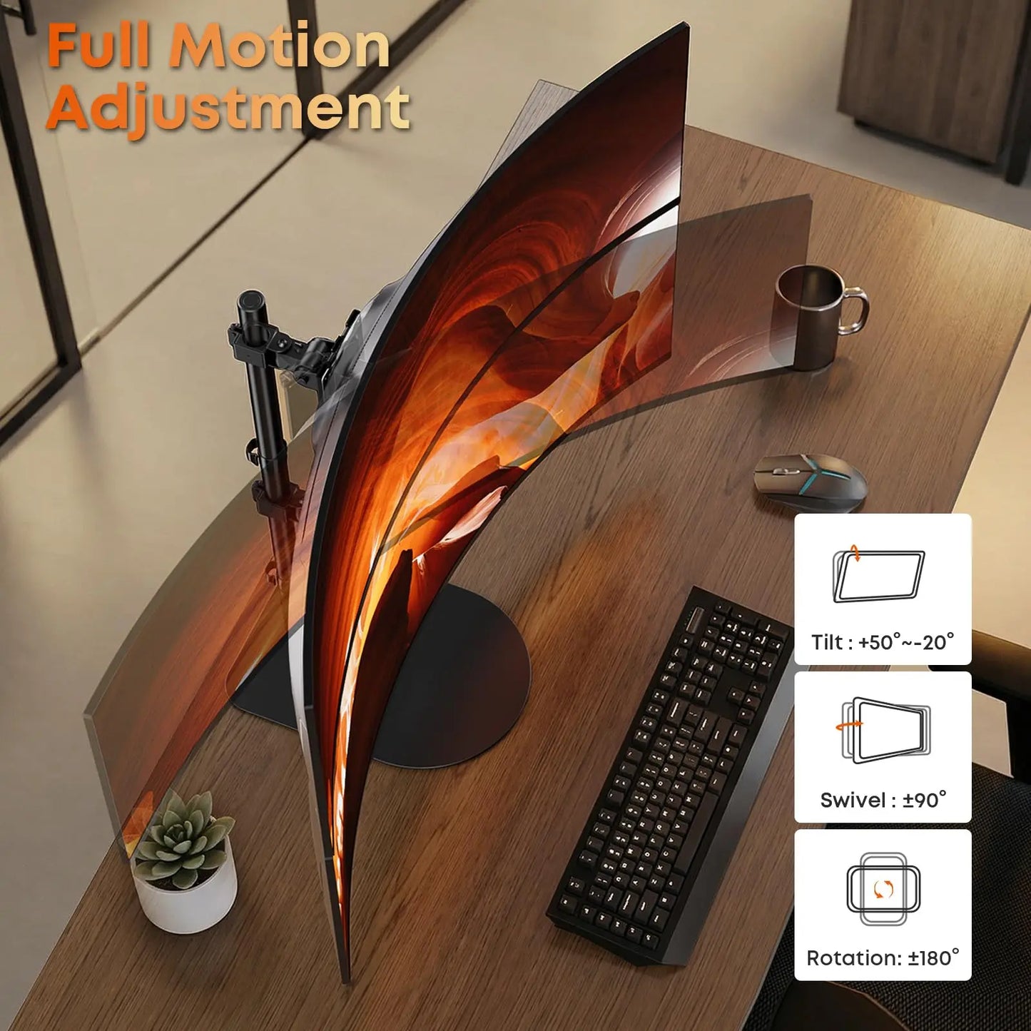 PUTORSEN Freestanding Monitor Stand for 17–49 Inch Screens – Heavy Duty Monitor Mount with Steel Base, Height Adjustable, VESA 75x75 & 100x100 PUTORSEN