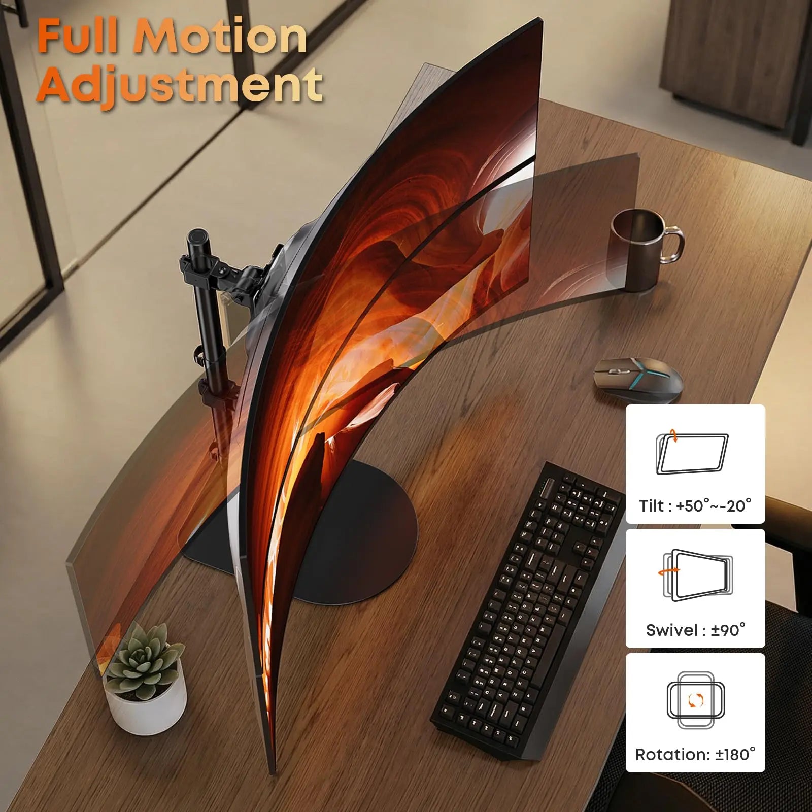 PUTORSEN Freestanding Monitor Stand for 17–49 Inch Screens – Heavy Duty Monitor Mount with Steel Base, Height Adjustable, VESA 75x75 & 100x100 PUTORSEN