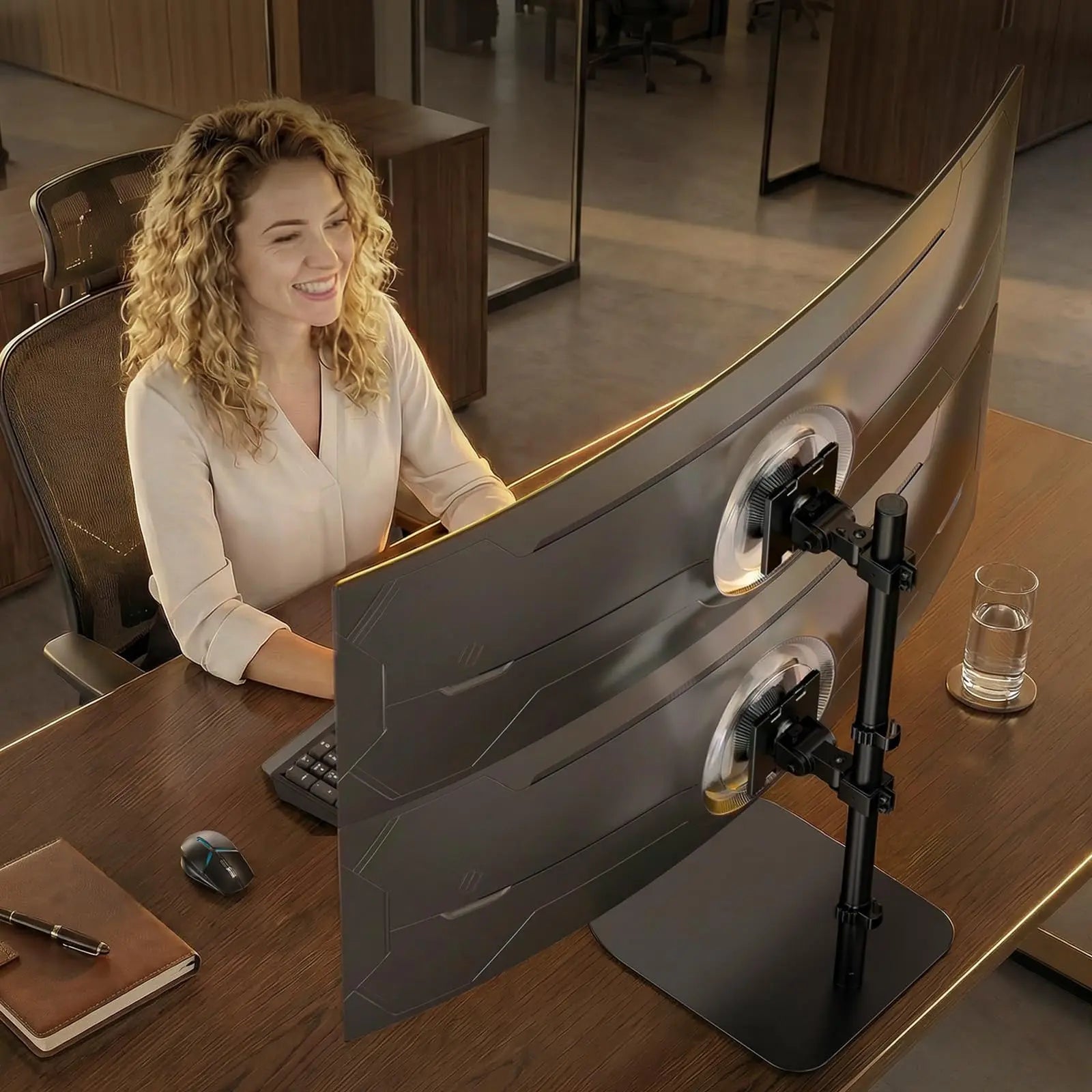 PUTORSEN Freestanding Monitor Stand for 17–49 Inch Screens – Heavy Duty Monitor Mount with Steel Base, Height Adjustable, VESA 75x75 & 100x100 PUTORSEN