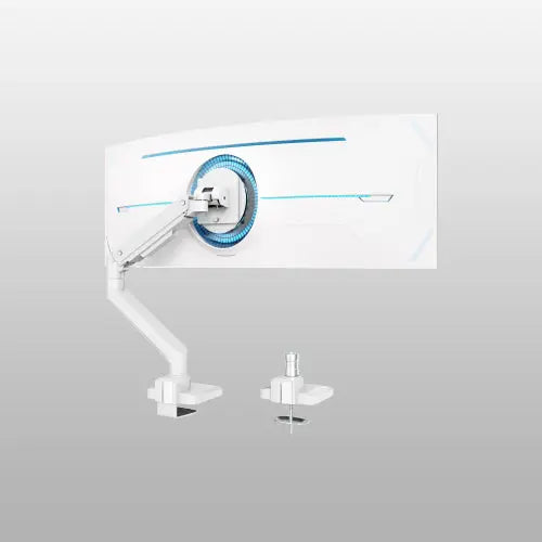 PUTORSEN Heavy Duty Single Monitor Arm - Fit most 17"-49" Flat and Curved Screens Gas Spring Monitor Mount with Tilt/Swivel Function Weight Capacity 2~20kg, VESA 75x75/100x100, White PUTORSEN