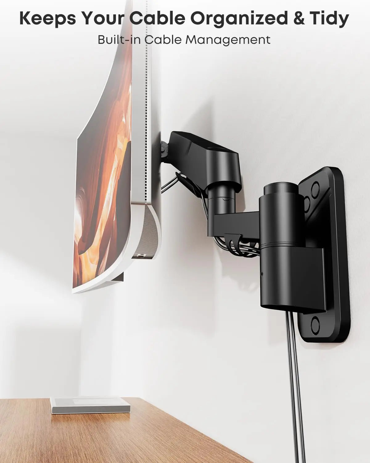 PUTORSEN Heavy Duty Single Monitor Arm Wall Mount fits 27-45 inch Flat/Curved/Ultrawide Monitors, Full Motion Gas Spring Arm Holds 35.2 lbs, Black PUTORSEN