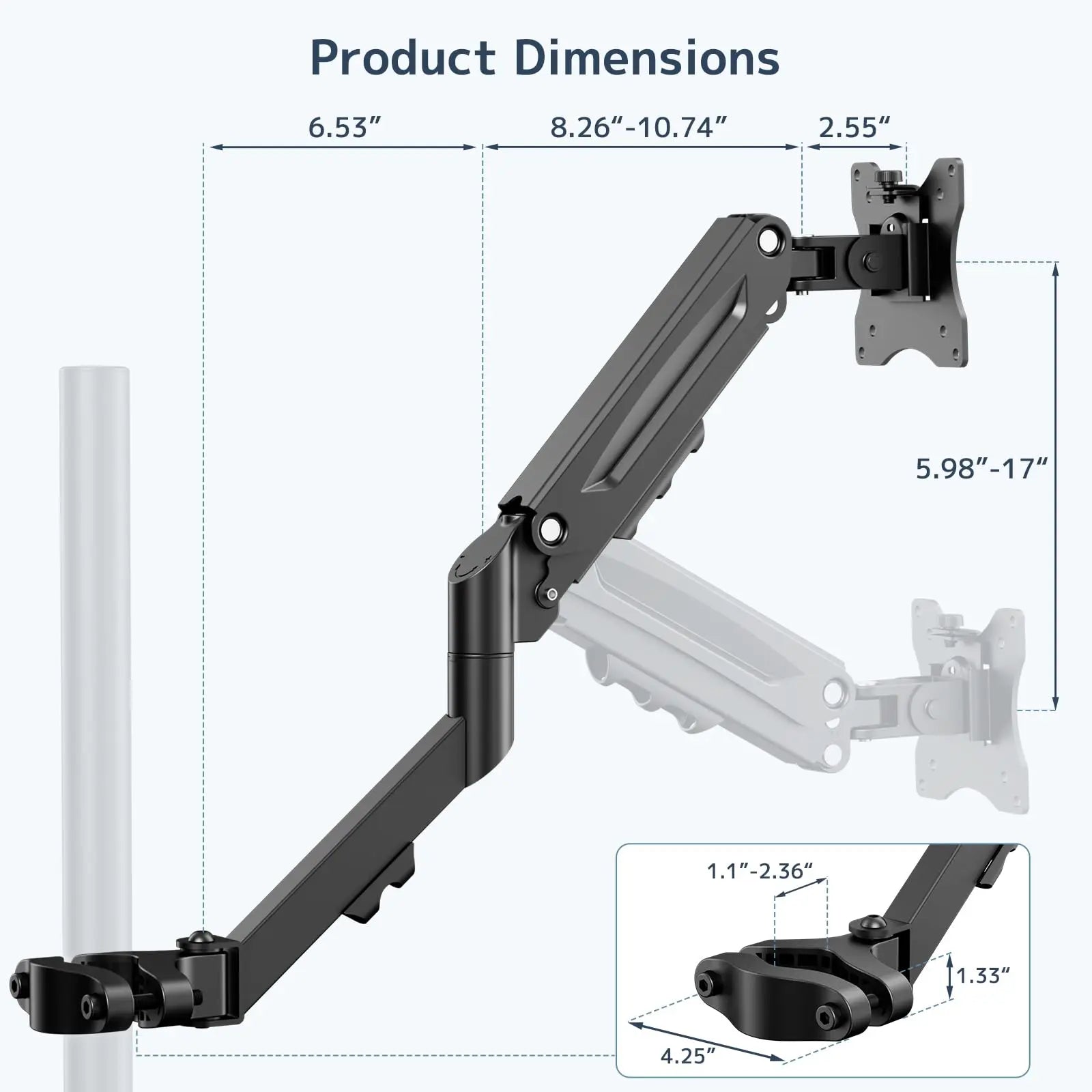 PUTORSEN Height Adjustable Lever Monitor Mounting Arm for 17-32 inch screens PUTORSEN