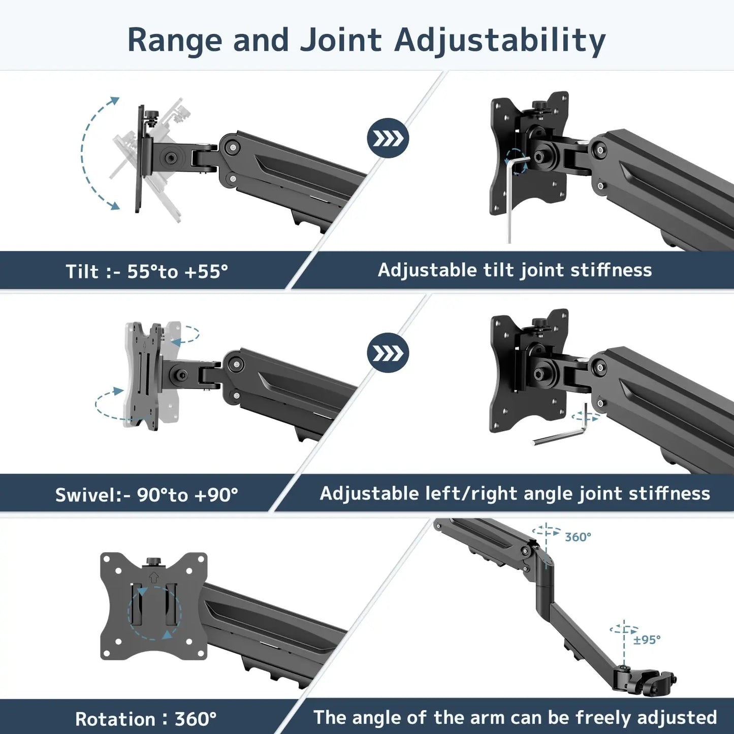 PUTORSEN Height Adjustable Lever Monitor Mounting Arm for 17-32 inch screens PUTORSEN