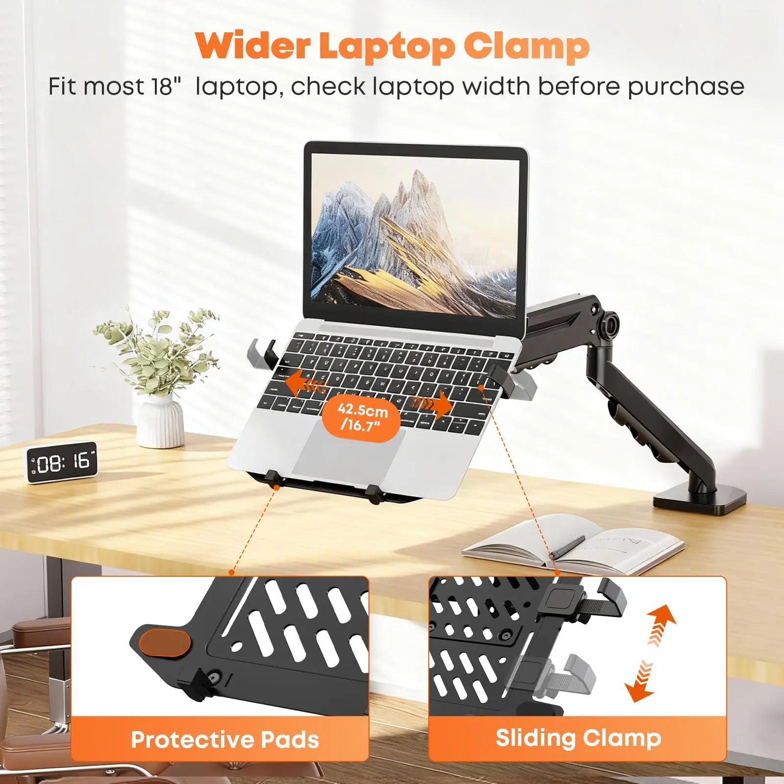 PUTORSEN Laptop Arm Mount Desk - Fits Max 18" Notebook and 40" Computer Screen, Hold Up to 26.5lbs PUTORSEN