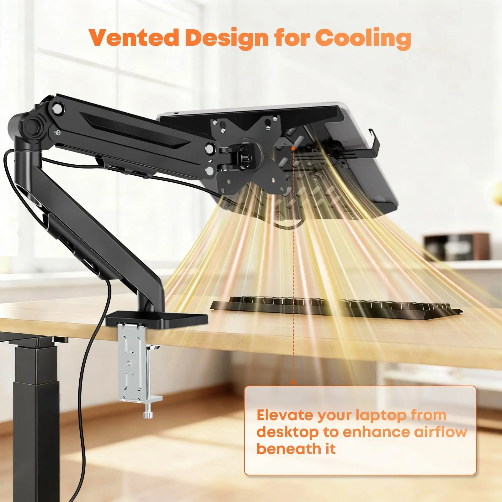 PUTORSEN Laptop Arm Mount Desk - Fits Max 18" Notebook and 40" Computer Screen, Hold Up to 26.5lbs PUTORSEN
