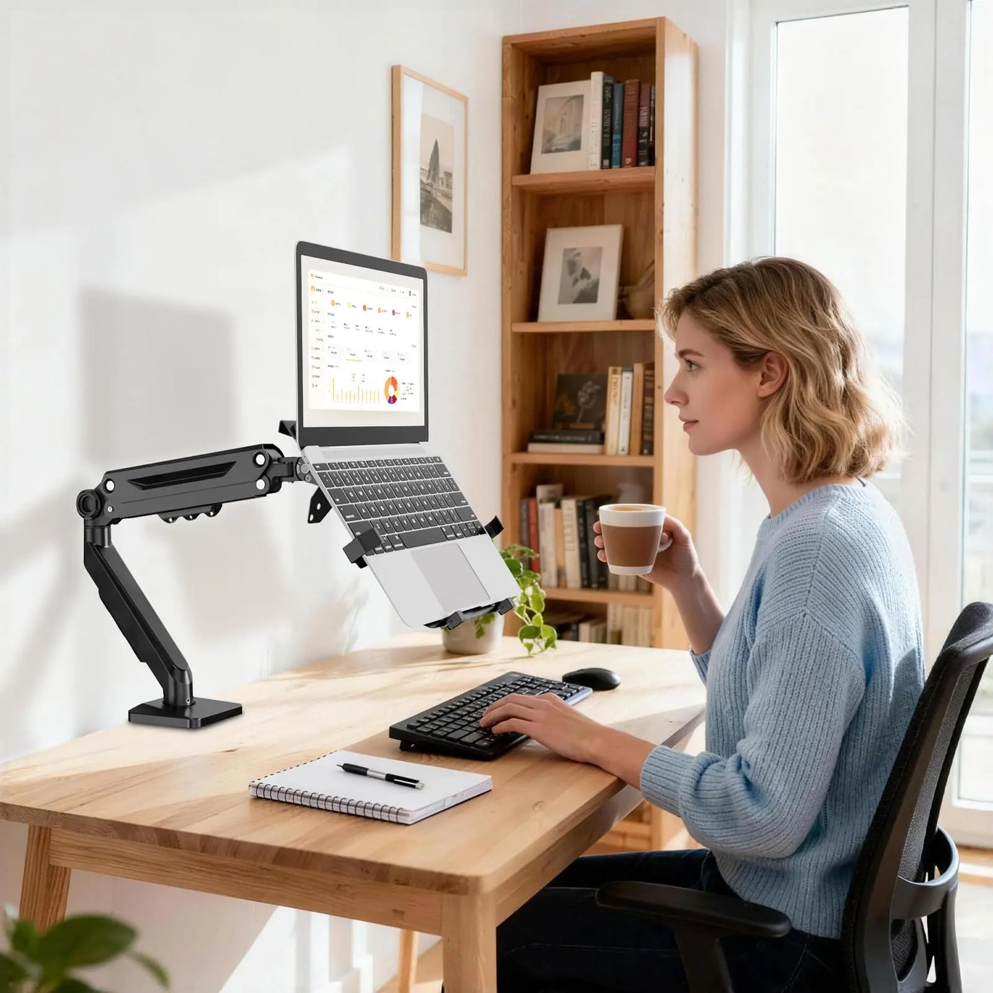 PUTORSEN Laptop Arm Mount Desk - Fits Max 18" Notebook and 40" Computer Screen, Hold Up to 26.5lbs PUTORSEN