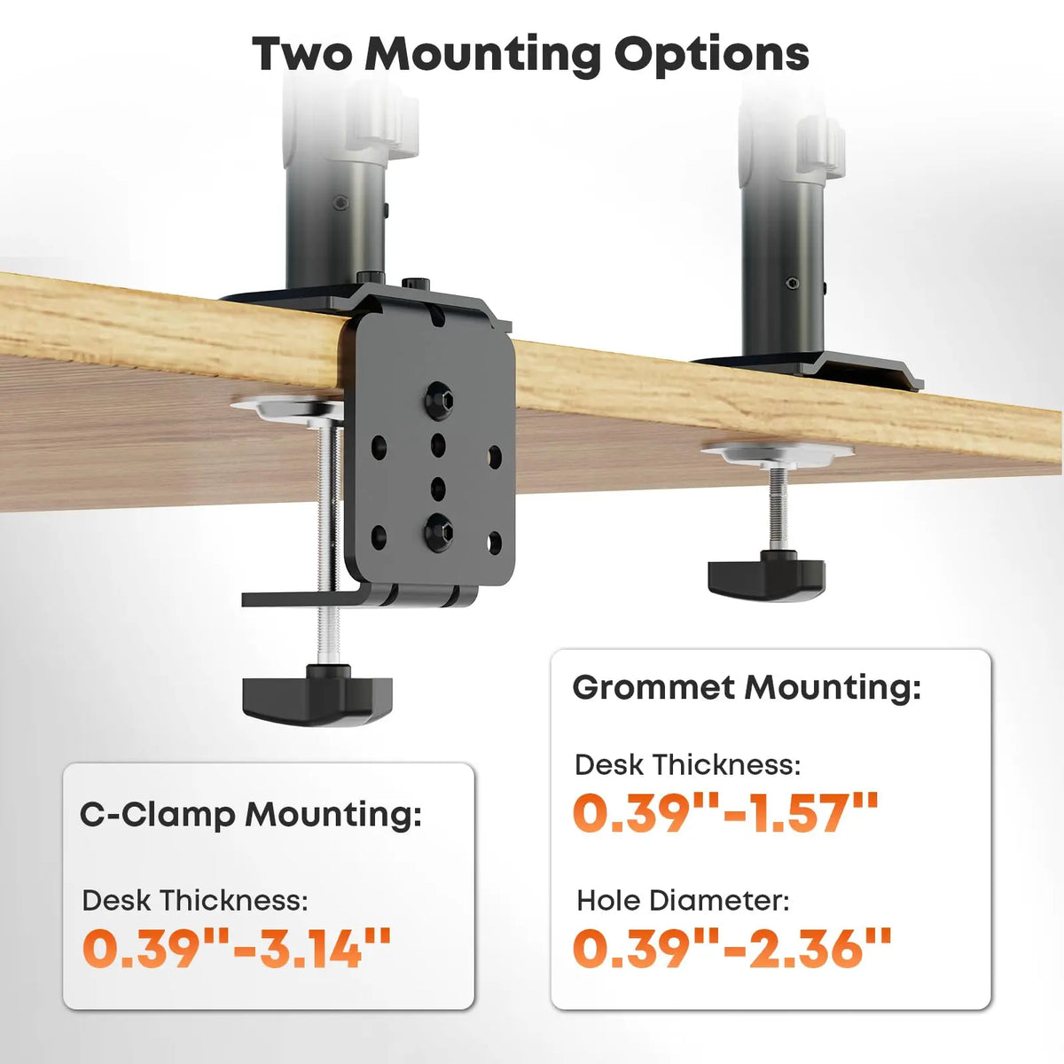 PUTORSEN Laptop Desk Mount, Fits Up to 18" Laptop and 17"-32" Monitor, Max Load 19.84 lbs, Extra Long Monitor Arm with Laptop Tray, Detachable Middle Section Arm, Angle Adjustable, VESA 75/100mm PUTORSEN
