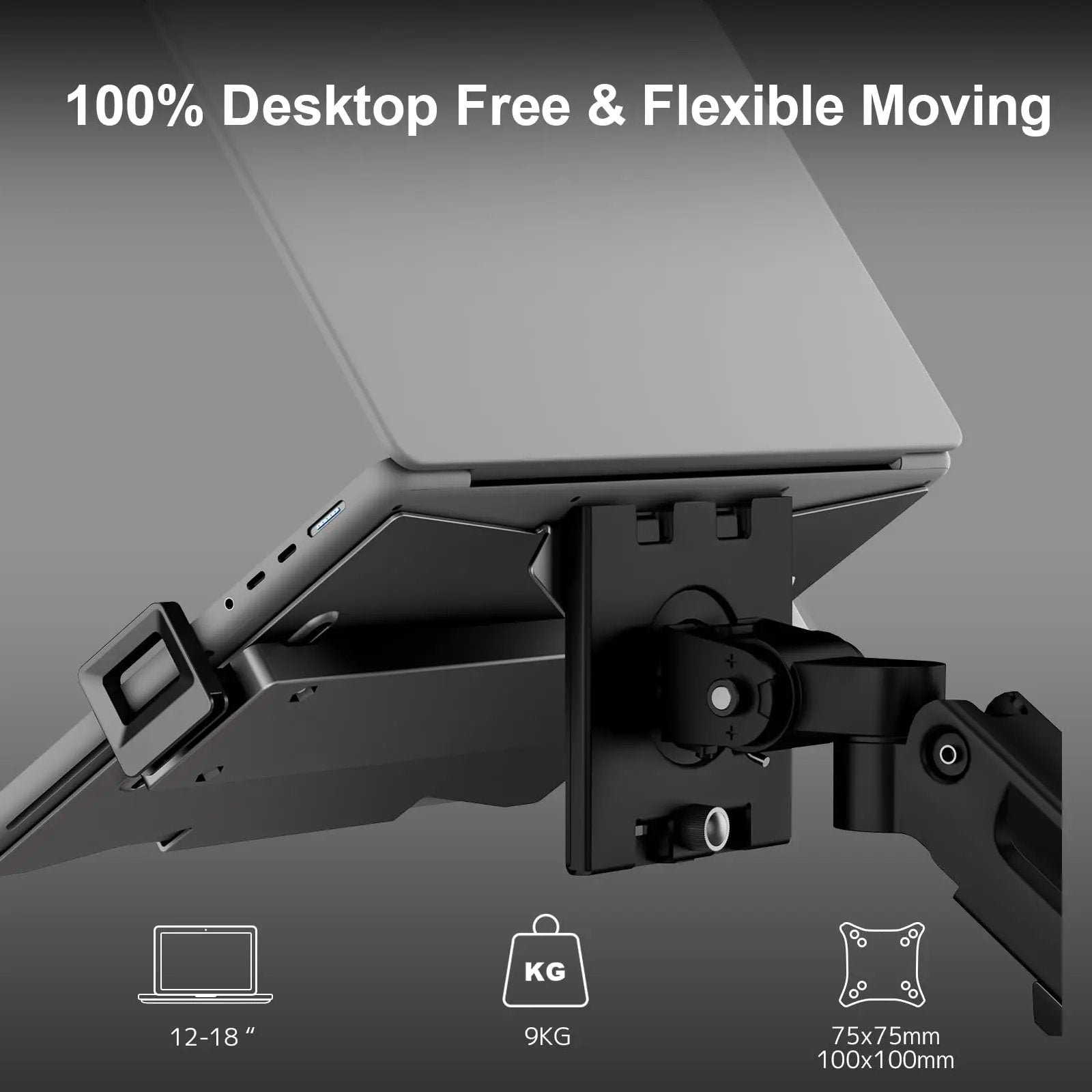 PUTORSEN Laptop Mount Holder for VESA Compatible Monitor Arms, Universal Adjustable 12 to 18 inch Notebook Tray PUTORSEN