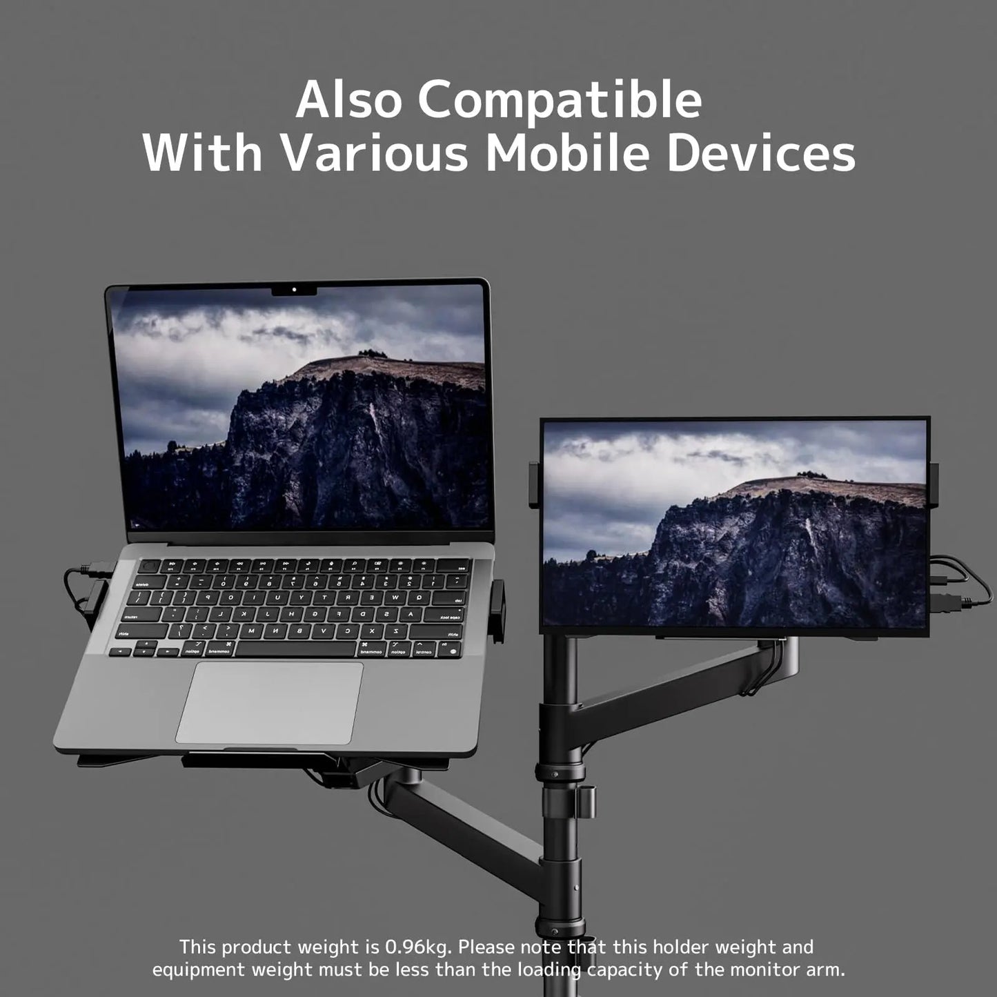PUTORSEN Laptop Mount Holder for VESA Compatible Monitor Arms, Universal Adjustable 12 to 18 inch Notebook Tray PUTORSEN