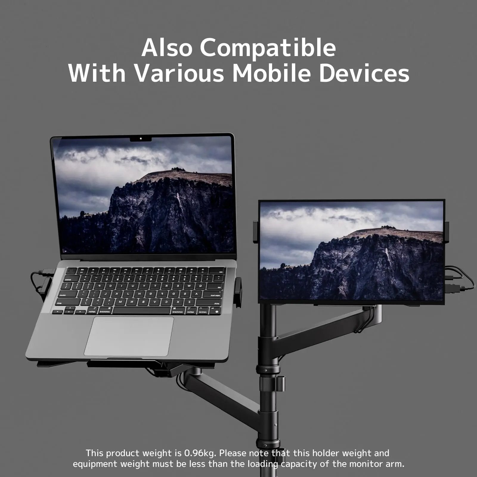 PUTORSEN Laptop Mount Holder for VESA Compatible Monitor Arms, Universal Adjustable 12 to 18 inch Notebook Tray PUTORSEN