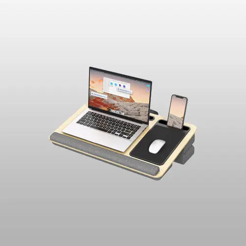 PUTORSEN Laptopkissen für Bett mit Kissen, PUTORSEN Laptop Kissen Mausunterlage Passen bis zu 17,3 Zoll Notebook, Höhenverstellbar Lapdesk mit Tablet und Telefon Rille für Lernen PUTORSEN