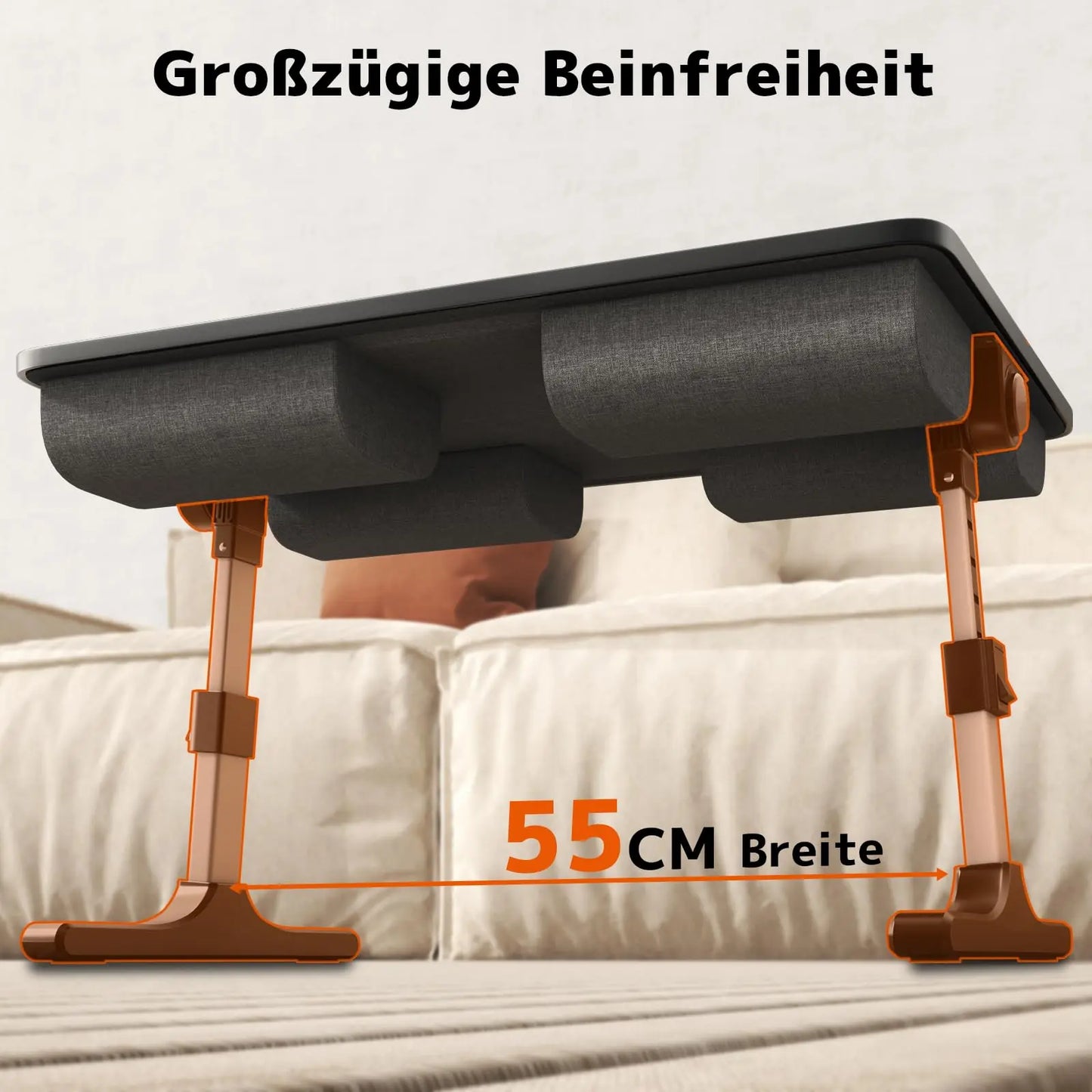 PUTORSEN Laptoptisch fürs Bett - Höhenverstellbar und Winkelverstellbar, 2-in-1 Laptopkissen Klappbar, Größere Laptop Tisch für Bett Sofa Couch Boden PUTORSEN