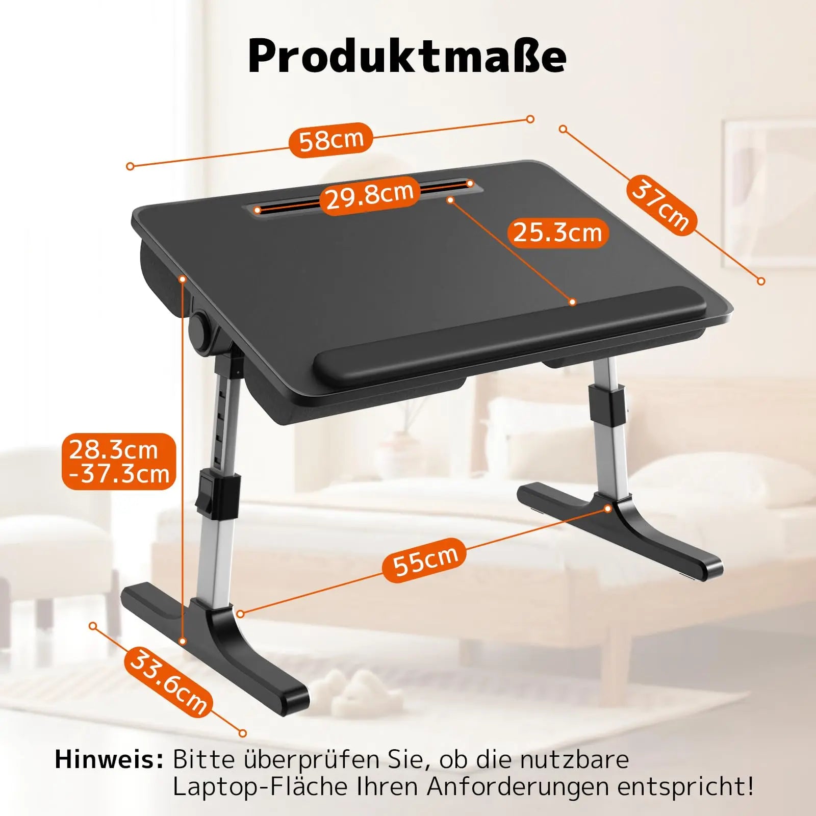 PUTORSEN Laptoptisch fürs Bett - Höhenverstellbar und Winkelverstellbar, 2-in-1 Laptopkissen Klappbar, Größere Laptop Tisch für Bett Sofa Couch Boden PUTORSEN
