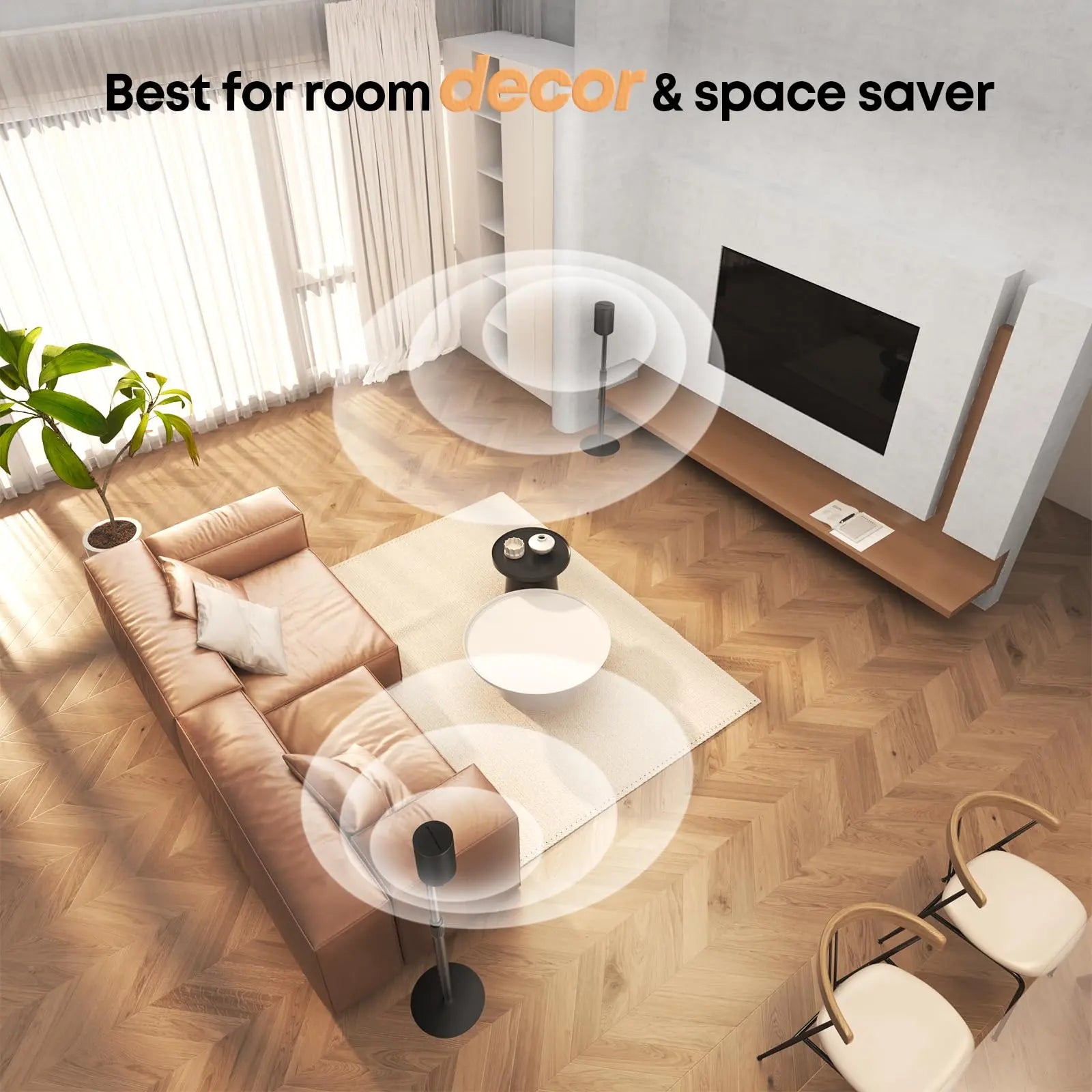 PUTORSEN Lautsprecherständer für SONOS Era 100 und 300 –Höhenverstellbar (68,2-106,8 cm) mit integriertes Kabelmanagement,Stabile Metallkonstruktion (5 kg Traglast),1 Paar (2 Stück) PUTORSEN