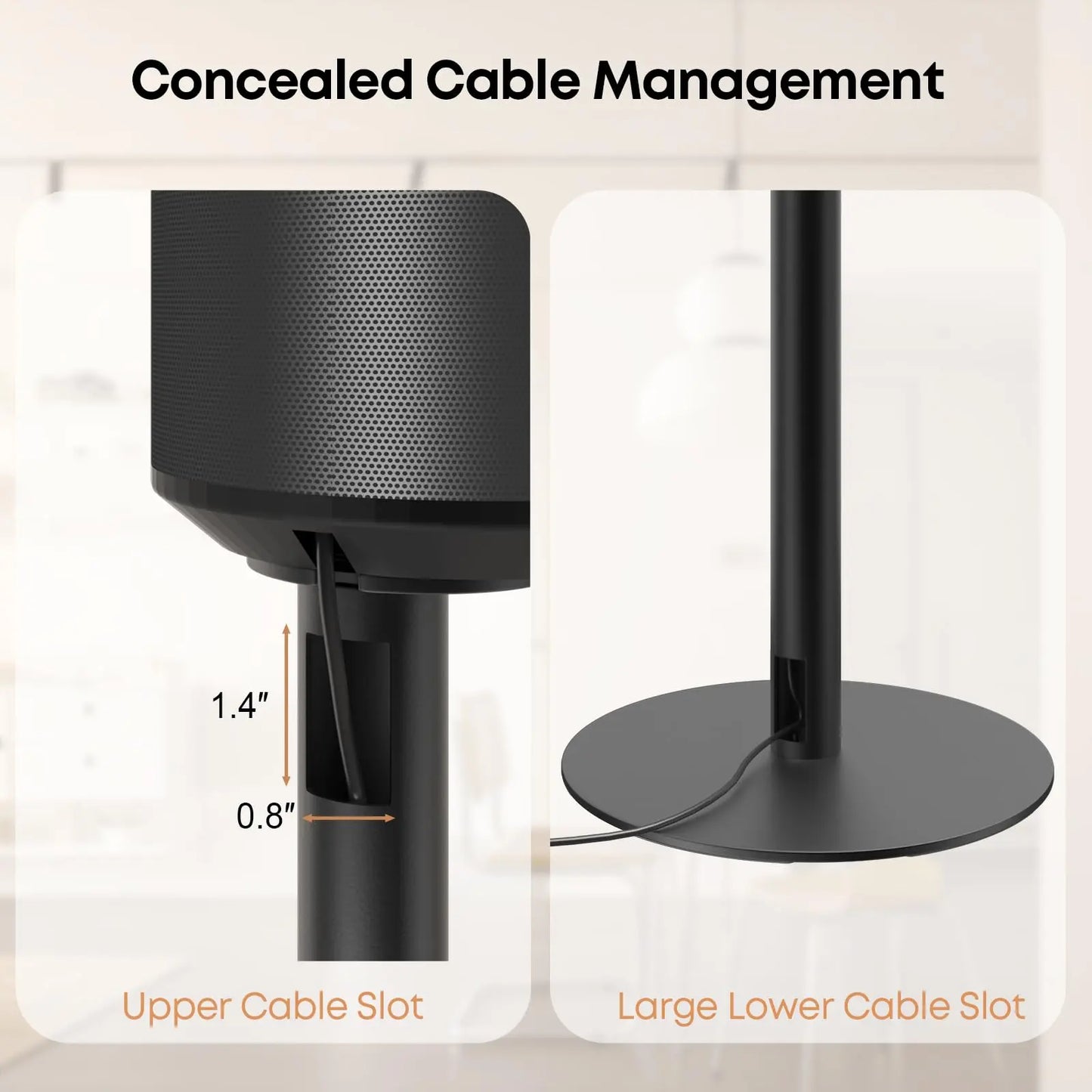 PUTORSEN Lautsprecherständer für SONOS Era 100 und 300 –Höhenverstellbar (68,2-106,8 cm) mit integriertes Kabelmanagement,Stabile Metallkonstruktion (5 kg Traglast),1 Paar (2 Stück) PUTORSEN