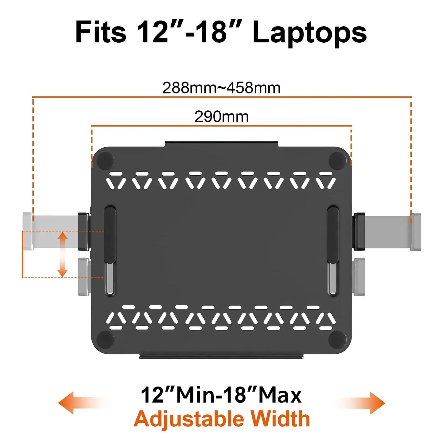 PUTORSEN Metal VESA Mount for 12-18 inch Laptops up to 9 kg, Laptop Mount with Ventilation for Monitor Arms PUTORSEN