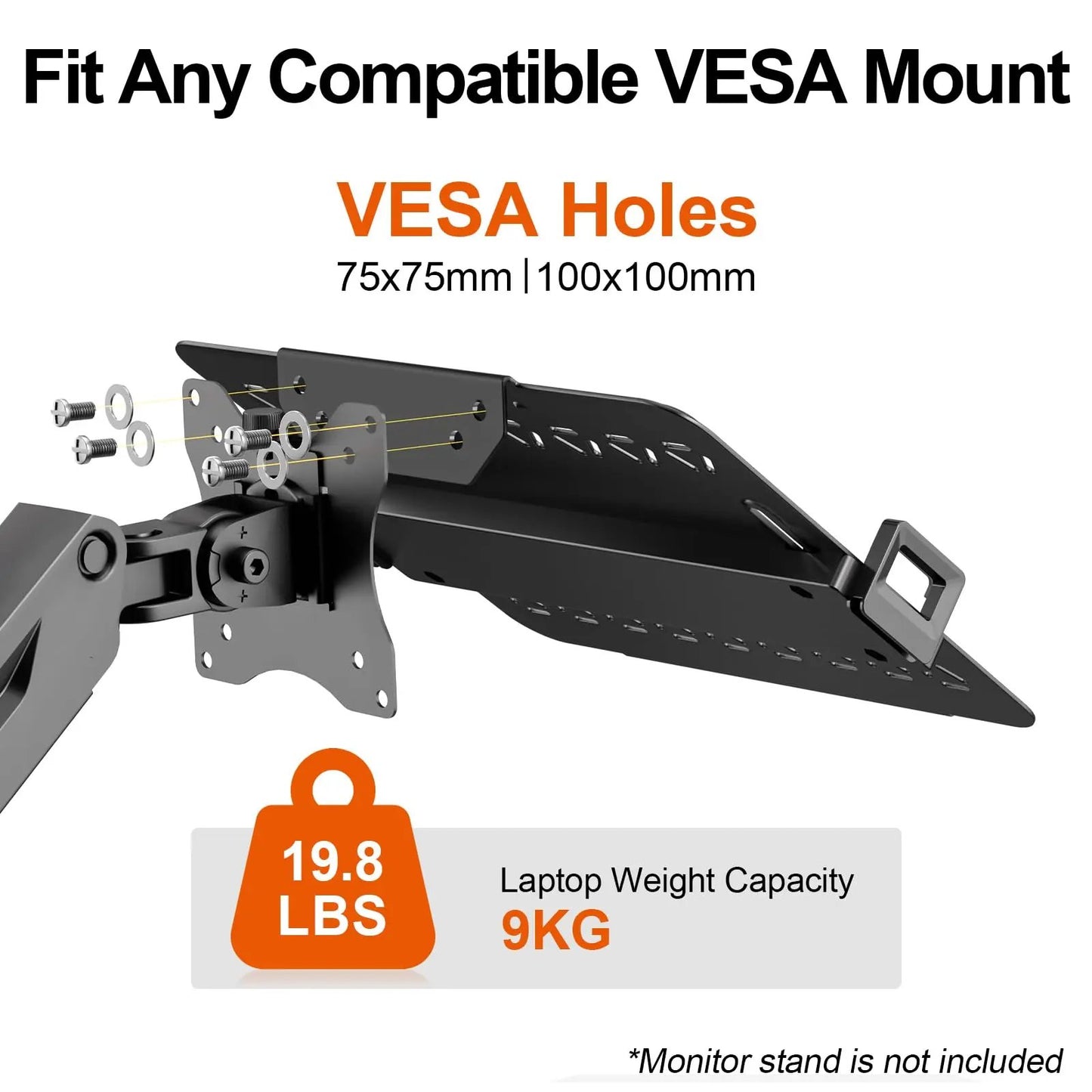 PUTORSEN Metal VESA Mount for 12-18 inch Laptops up to 9 kg, Laptop Mount with Ventilation for Monitor Arms PUTORSEN
