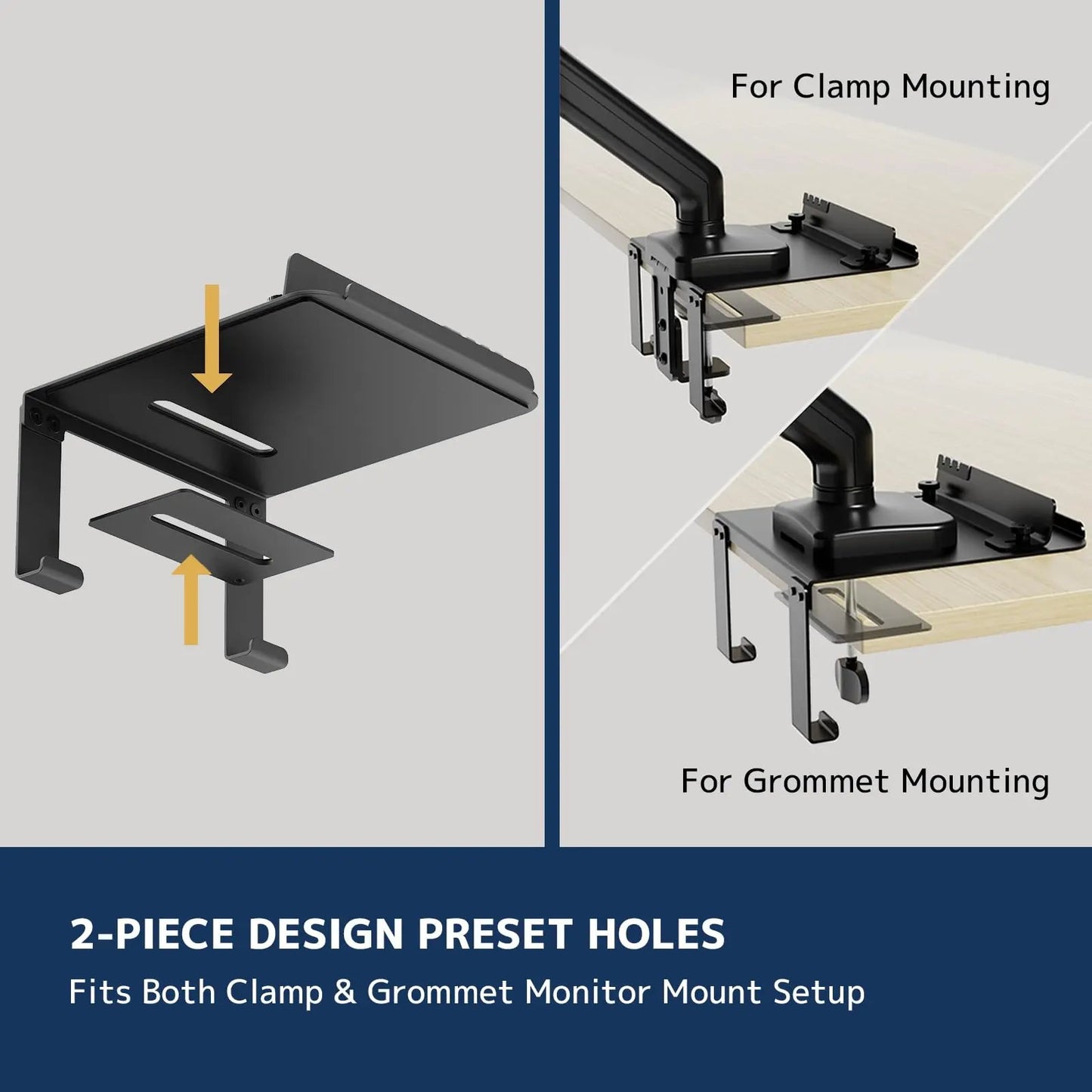 PUTORSEN Monitor Arm Reinforcement Plate - with Phone Holder and Hook, for Thin, Glass and Other Fragile Tabletop, Compatible with Most Monitor Stand C-Clamp Installations PUTORSEN