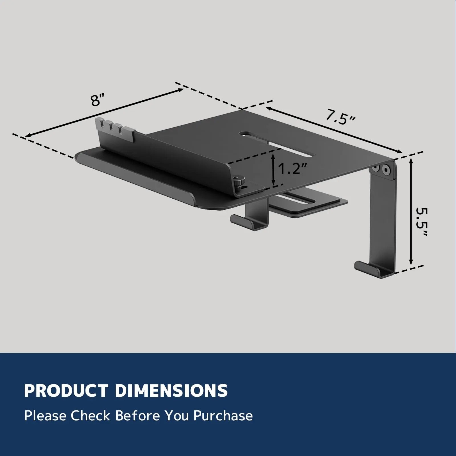 PUTORSEN Monitor Arm Reinforcement Plate - with Phone Holder and Hook, for Thin, Glass and Other Fragile Tabletop, Compatible with Most Monitor Stand C-Clamp Installations PUTORSEN