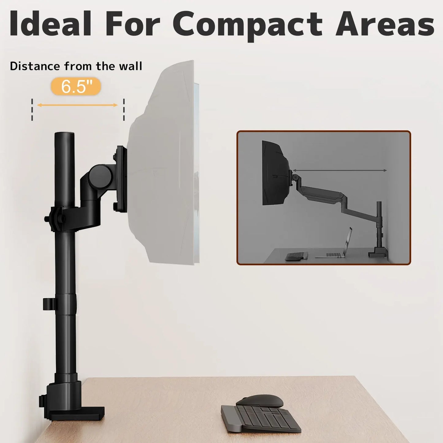 PUTORSEN Monitor-Arm Ultrawide Heavy Duty 24-57'' - Aluminum Single Monitor Mount Holds up to 59.4lbs PUTORSEN