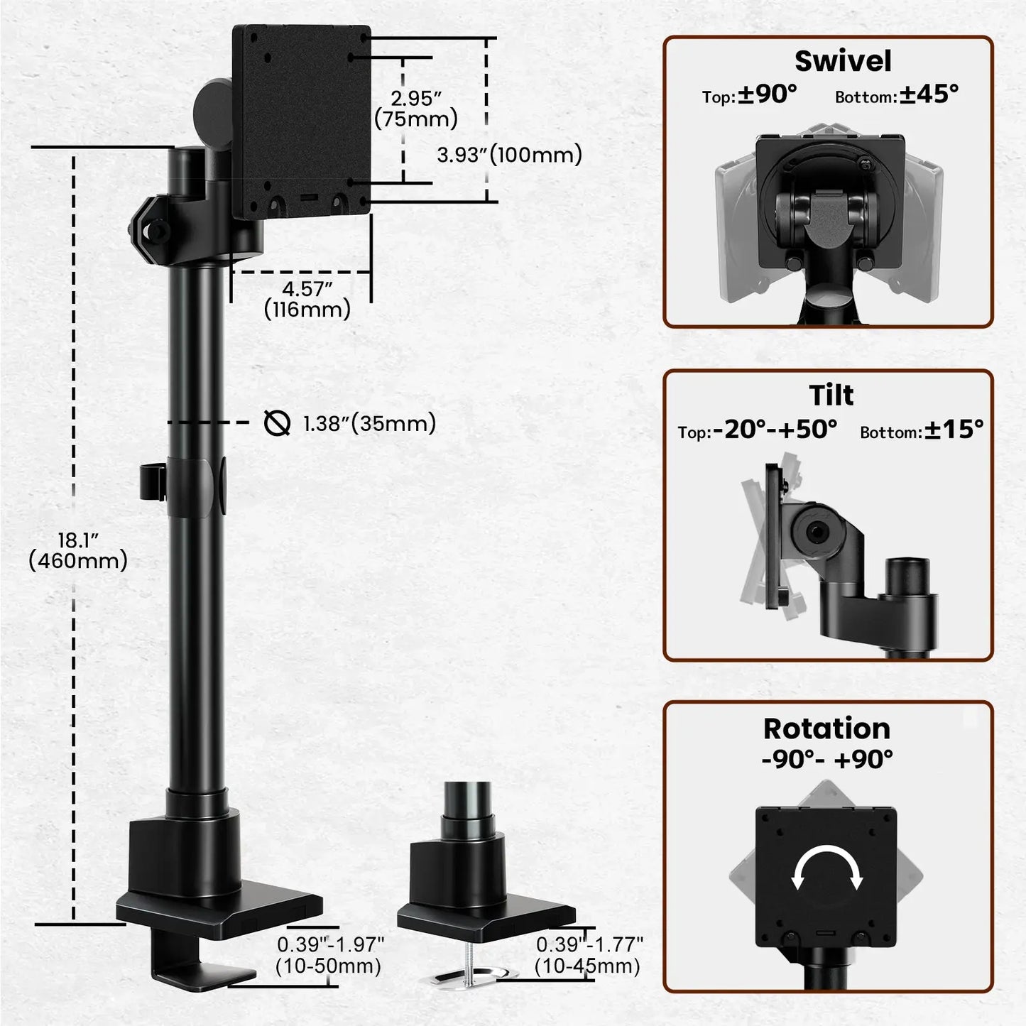 PUTORSEN Monitor-Arm Ultrawide Heavy Duty 24-57'' - Aluminum Single Monitor Mount Holds up to 59.4lbs PUTORSEN