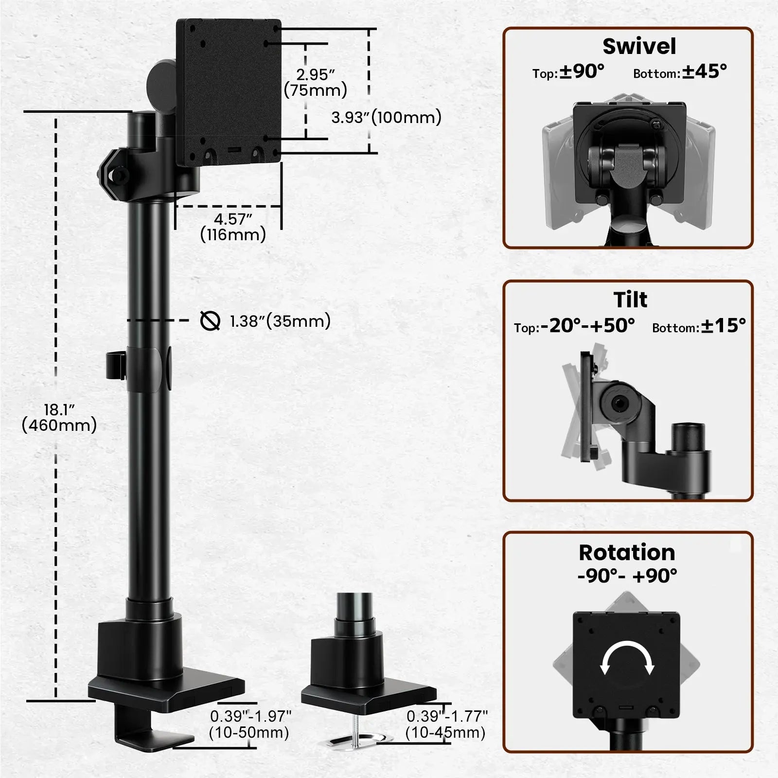 PUTORSEN Monitor-Arm Ultrawide Heavy Duty 24-57'' - Aluminum Single Monitor Mount Holds up to 59.4lbs PUTORSEN