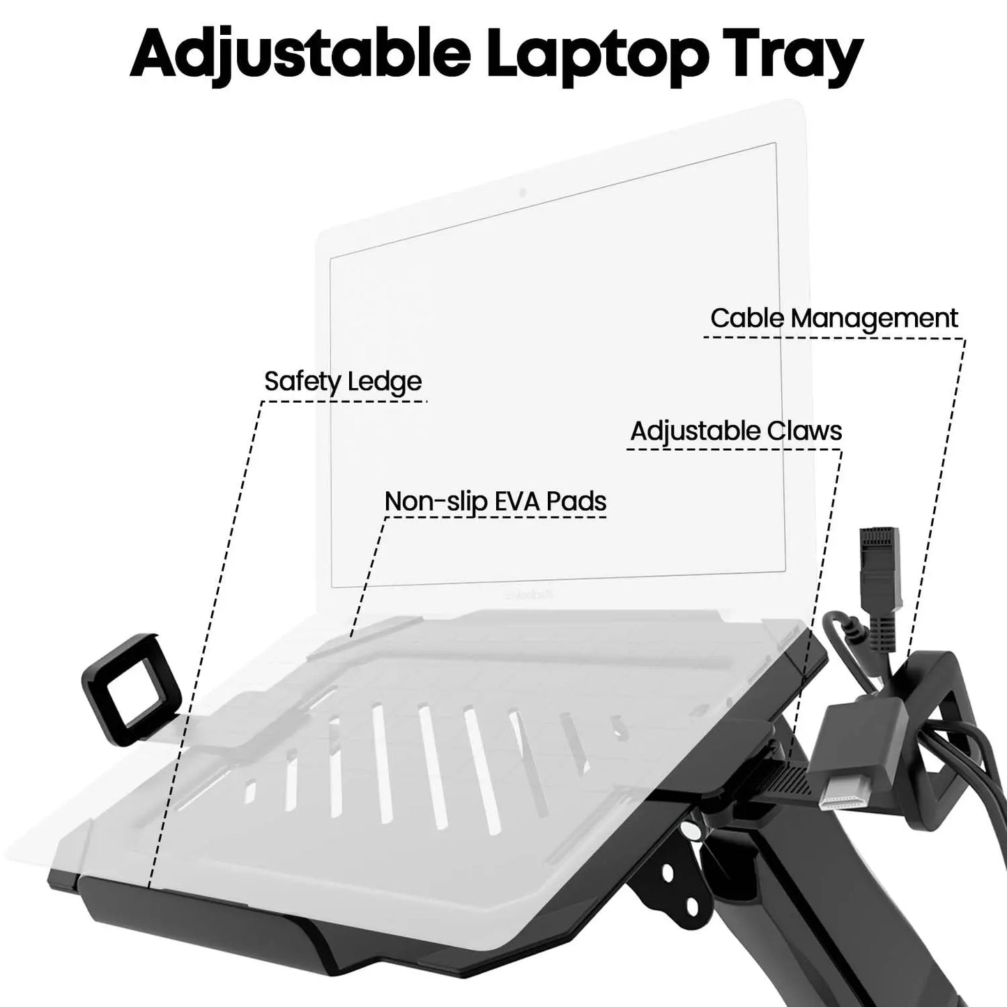 PUTORSEN Monitor Arm mit Laptopablage für 17 bis 32 Zoll LCD LED Bildschirm & bis zu 17 Zoll Notebook PUTORSEN