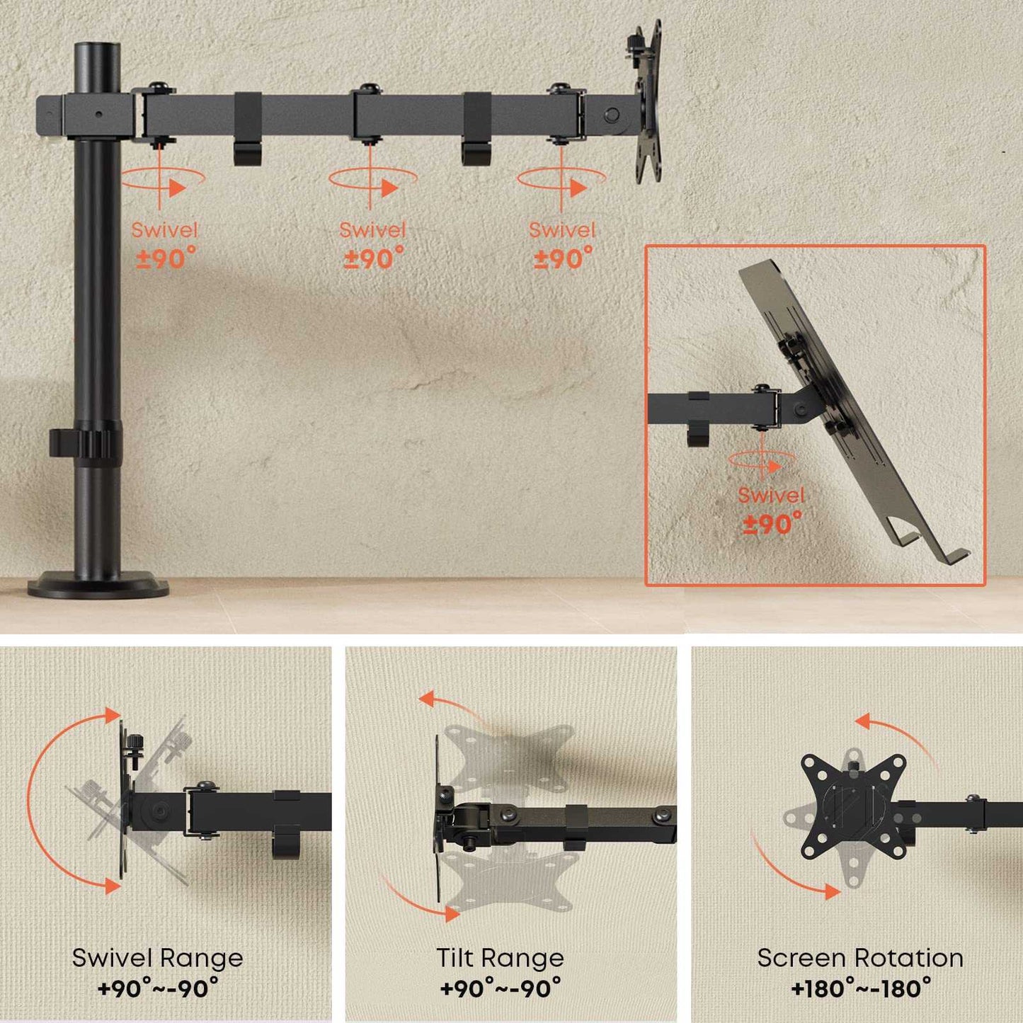 PUTORSEN Monitor Arm with Laptop Shelf PUTORSEN